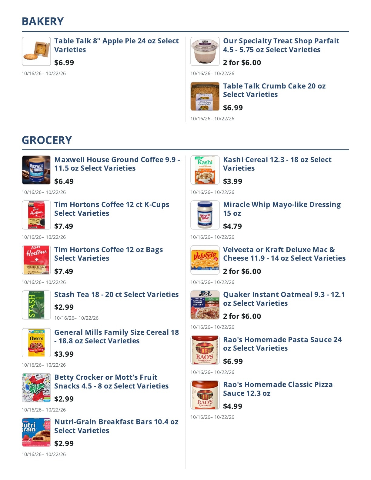 Main Street Grocery Weekly Ad October 16 - 22, 2026