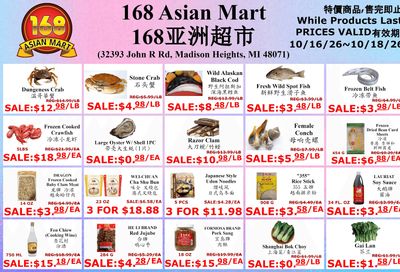 168 Asian Mart Weekly Ad October 16 - 18, 2026
