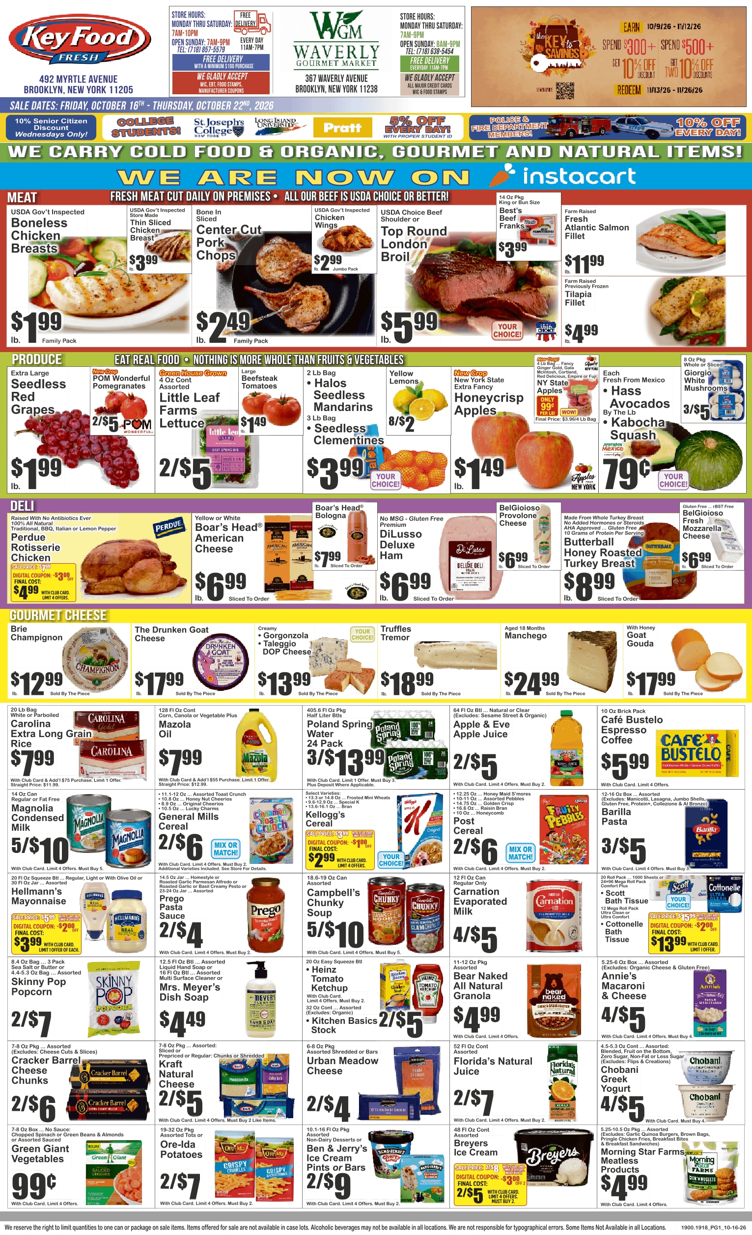 Waverly Gourmet Market (367 Waverly Ave., Brooklyn, NY) Key Food Weekly Ad October 16 - 22, 2026