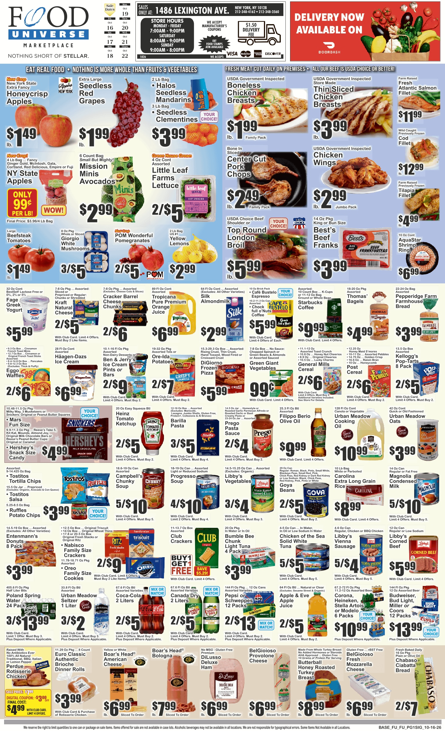 Food Universe (1486 Lexington Ave., New York, NY) Weekly Ad October 16 - 22, 2026