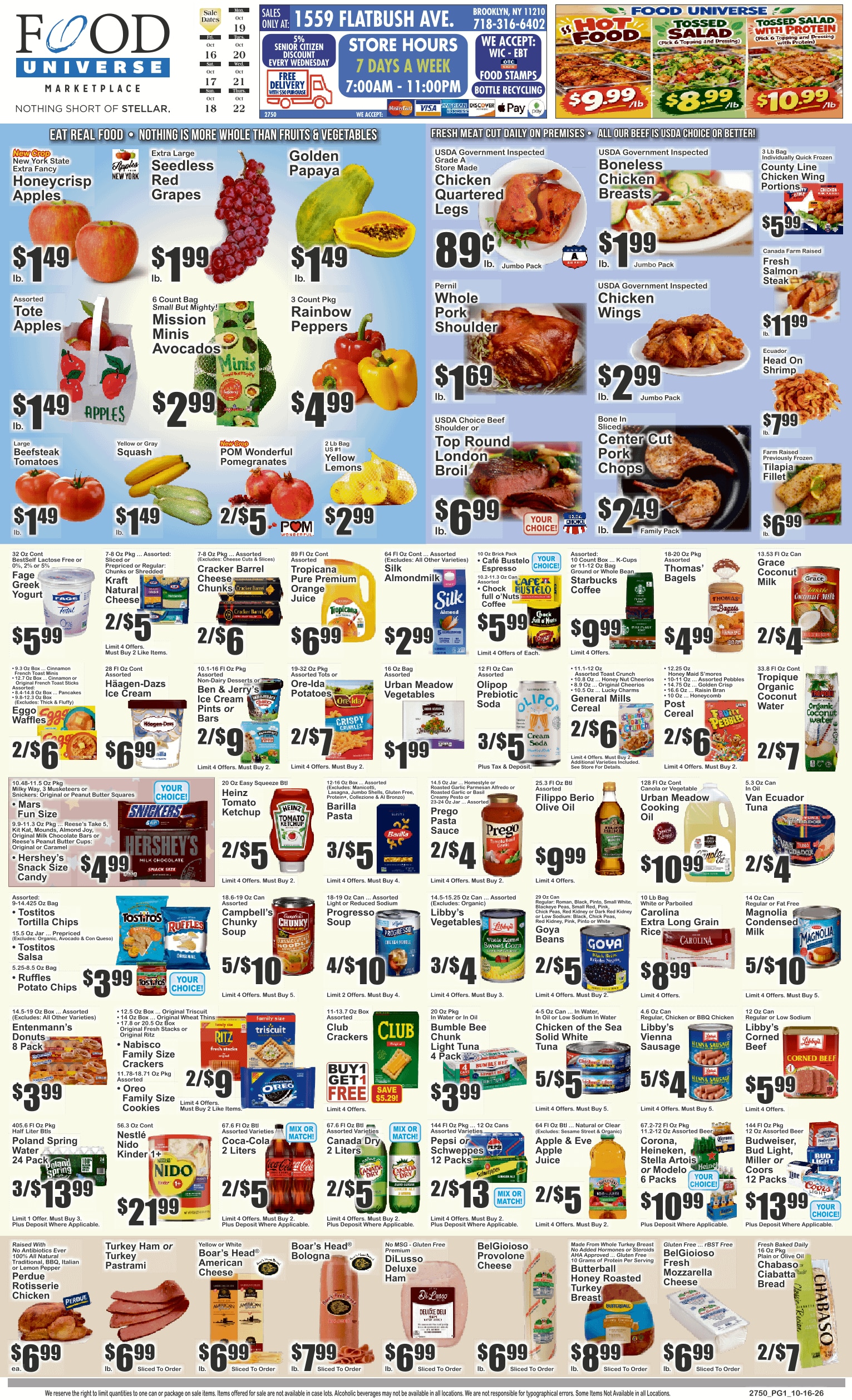 Food Universe (1559 Flatbush Avenue, Brooklyn, NY) Weekly Ad October 16 - 22, 2026