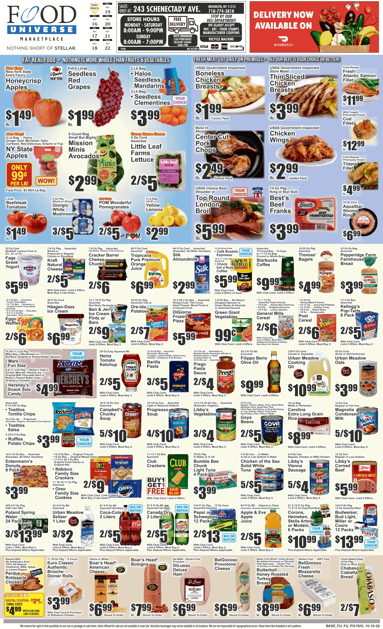 Food Universe (243 Schenactady Ave., Brooklyn, NY) Weekly Ad October 16 - 22, 2026