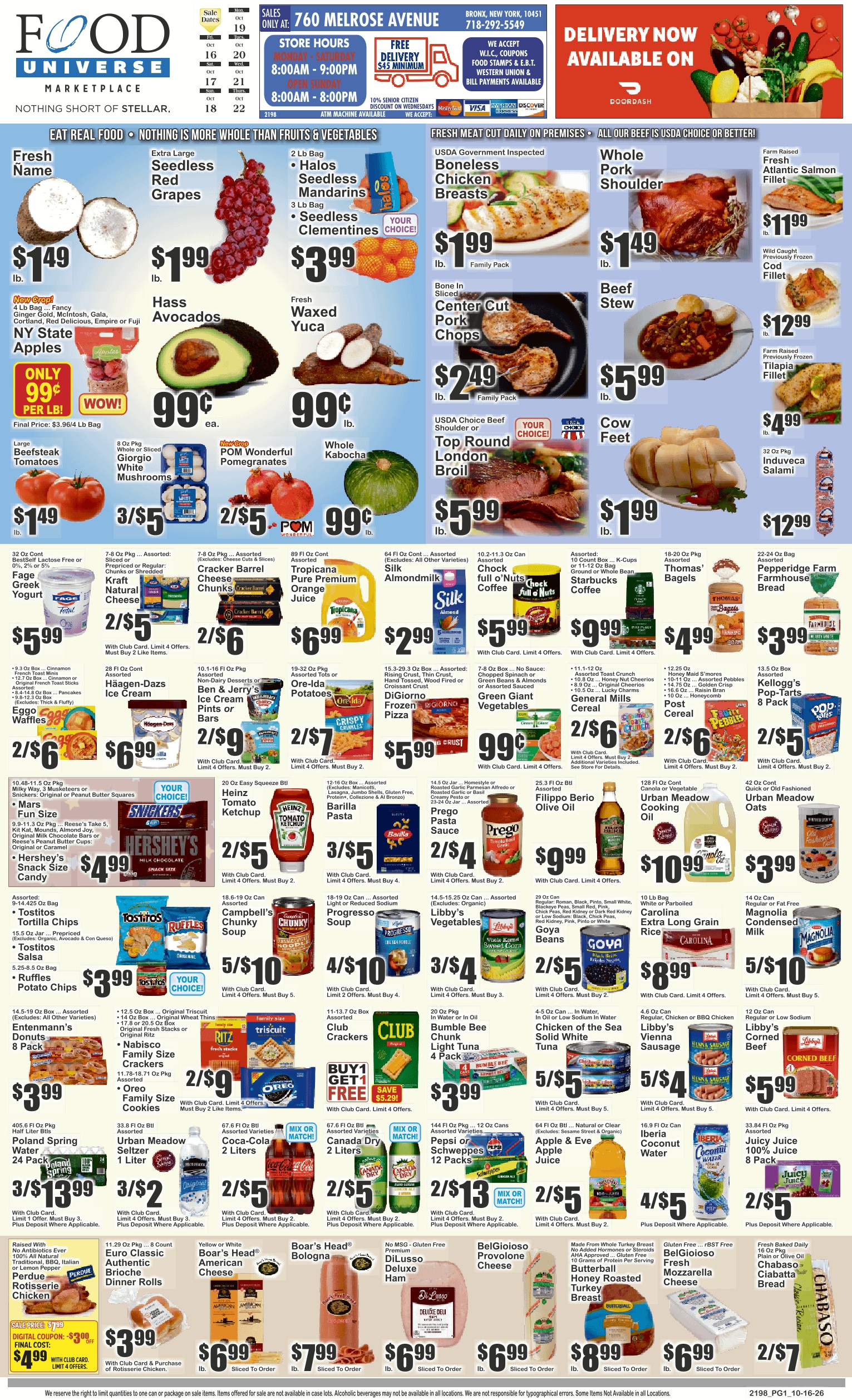 Food Universe (760 Melrose Ave., Bronx, NY) Weekly Ad October 16 - 22, 2026