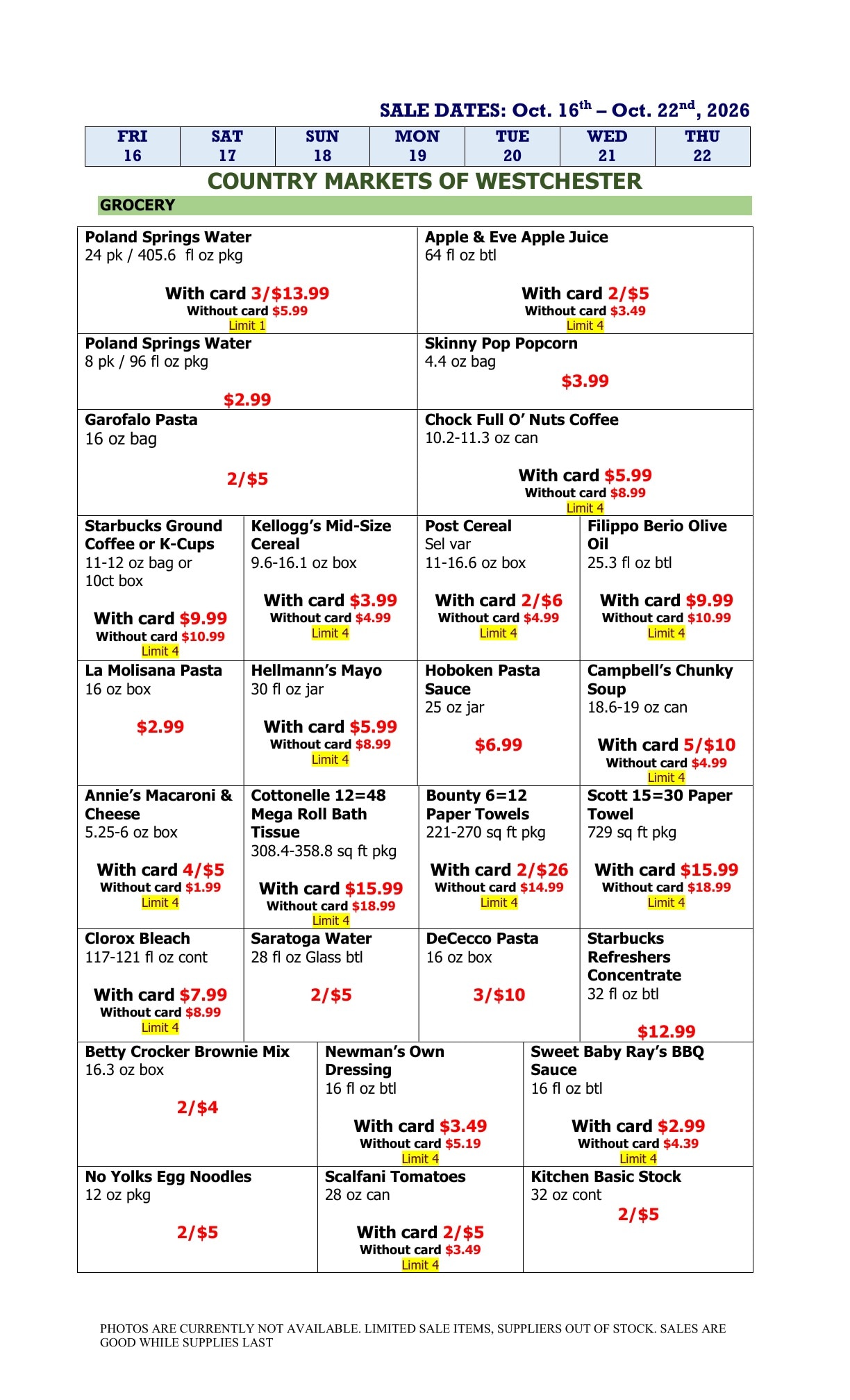 Country Markets of Westchester Weekly Ad October 16 - 22, 2026