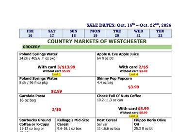 Country Markets of Westchester Weekly Ad October 16 - 22, 2026