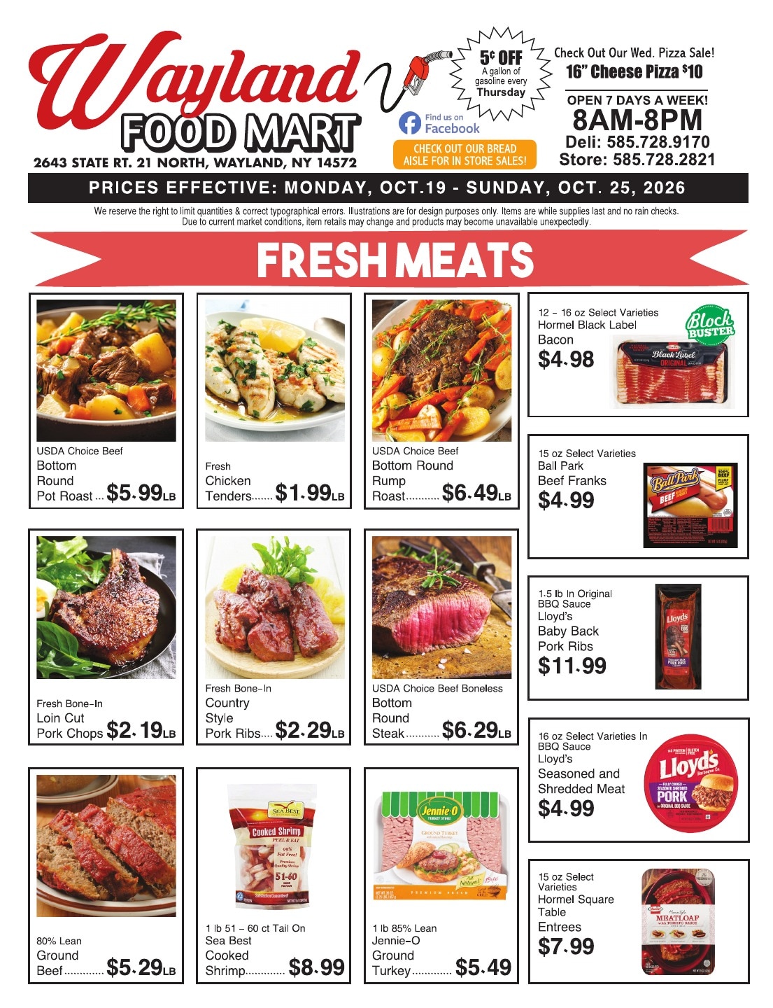 Wayland Food Mart Weekly Ad October 19 - 25, 2026