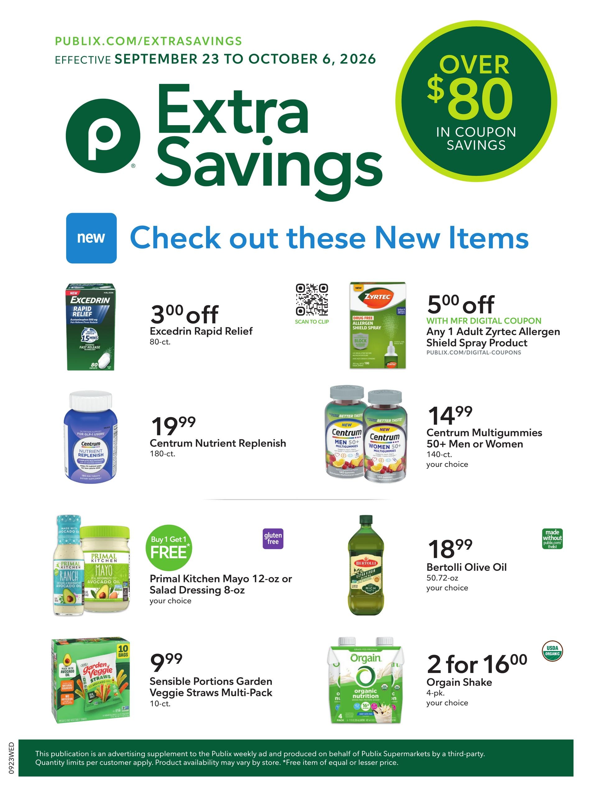 Publix Extra Savings Weekly Ad October 3 - 16, 2026