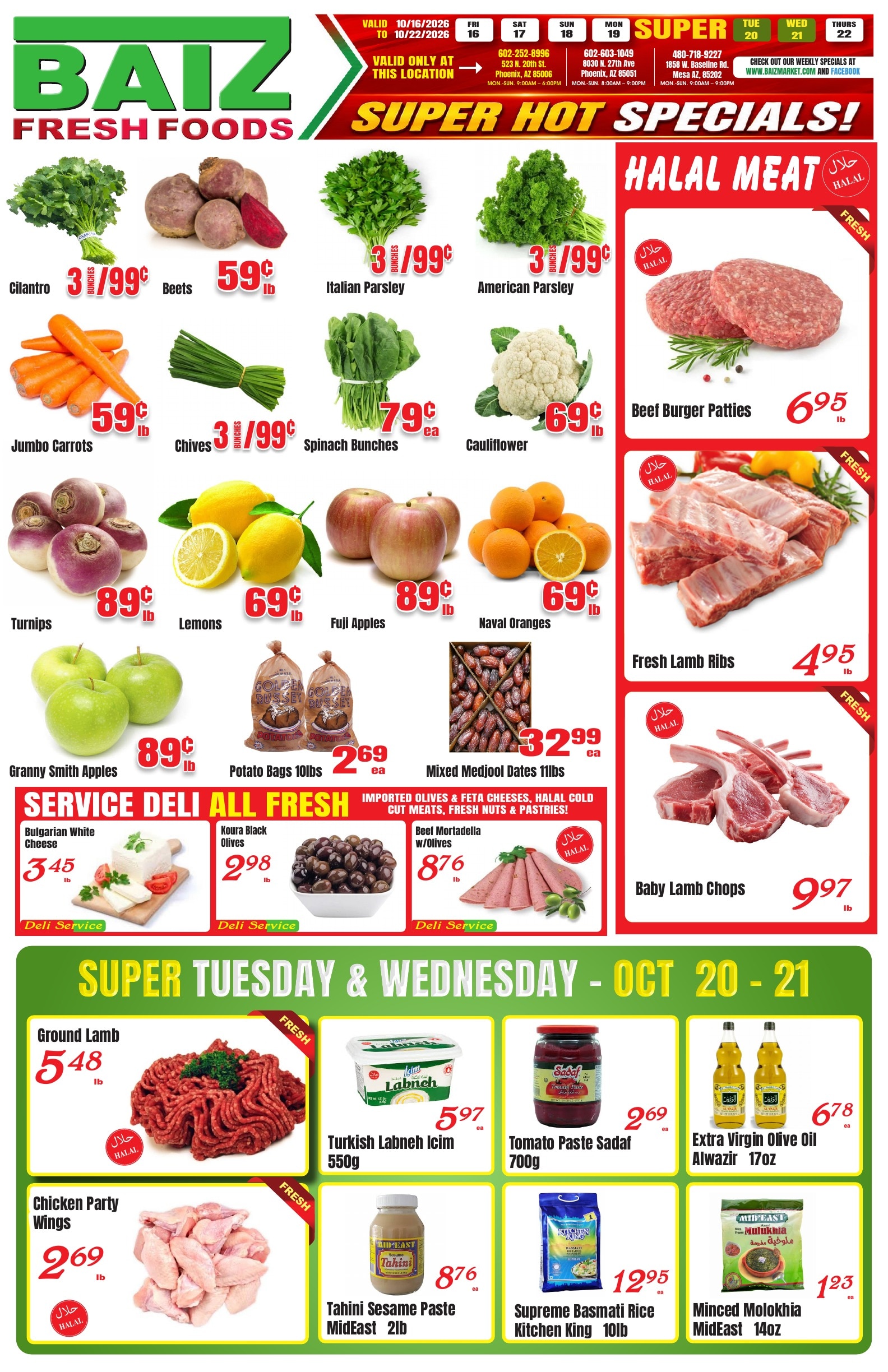 Baiz Market (523 North 20th Street, Phoenix, AZ) Weekly Ad October 16 - 22, 2026