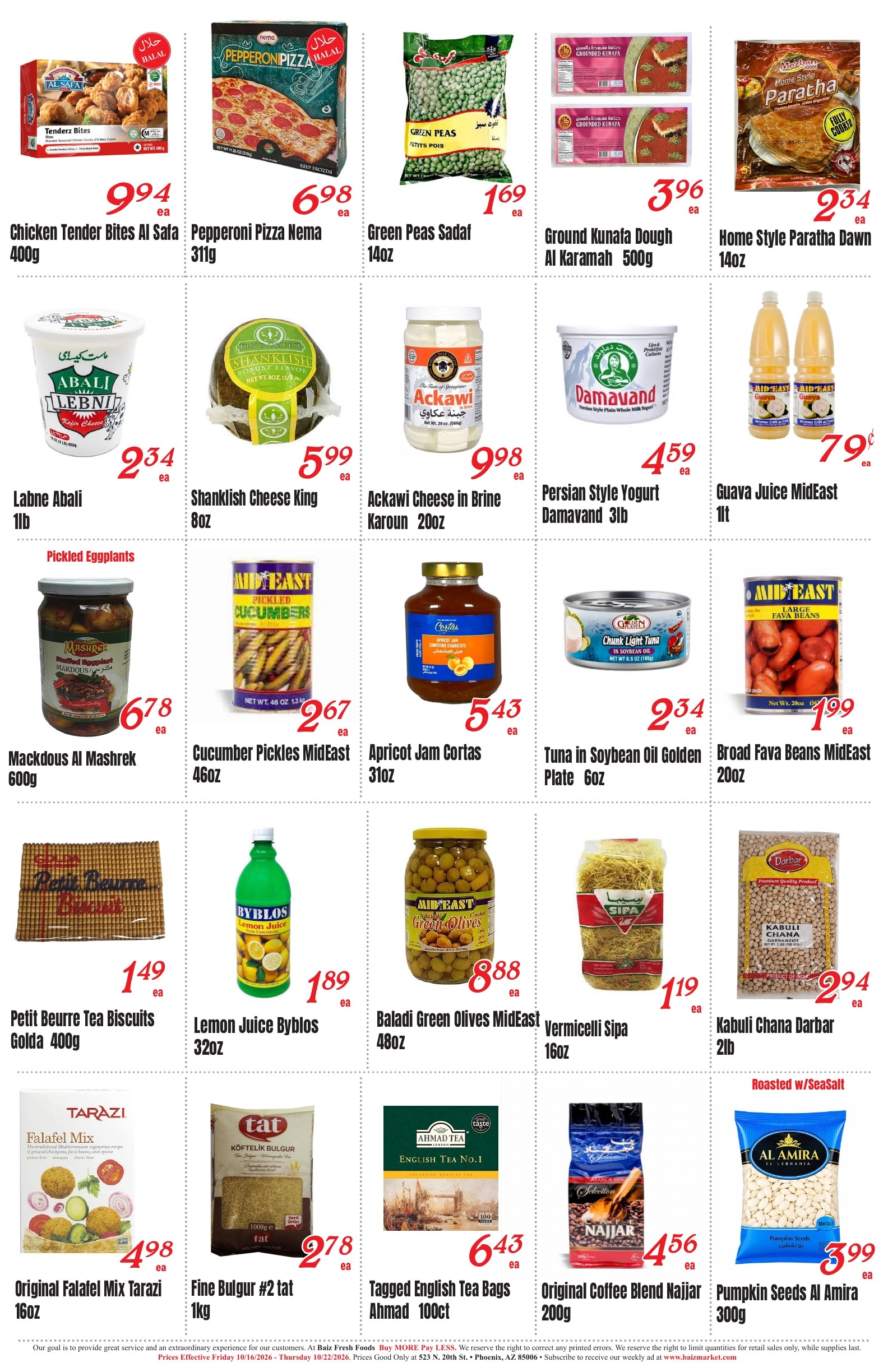 Baiz Market (523 North 20th Street, Phoenix, AZ) Weekly Ad October 16 - 22, 2026