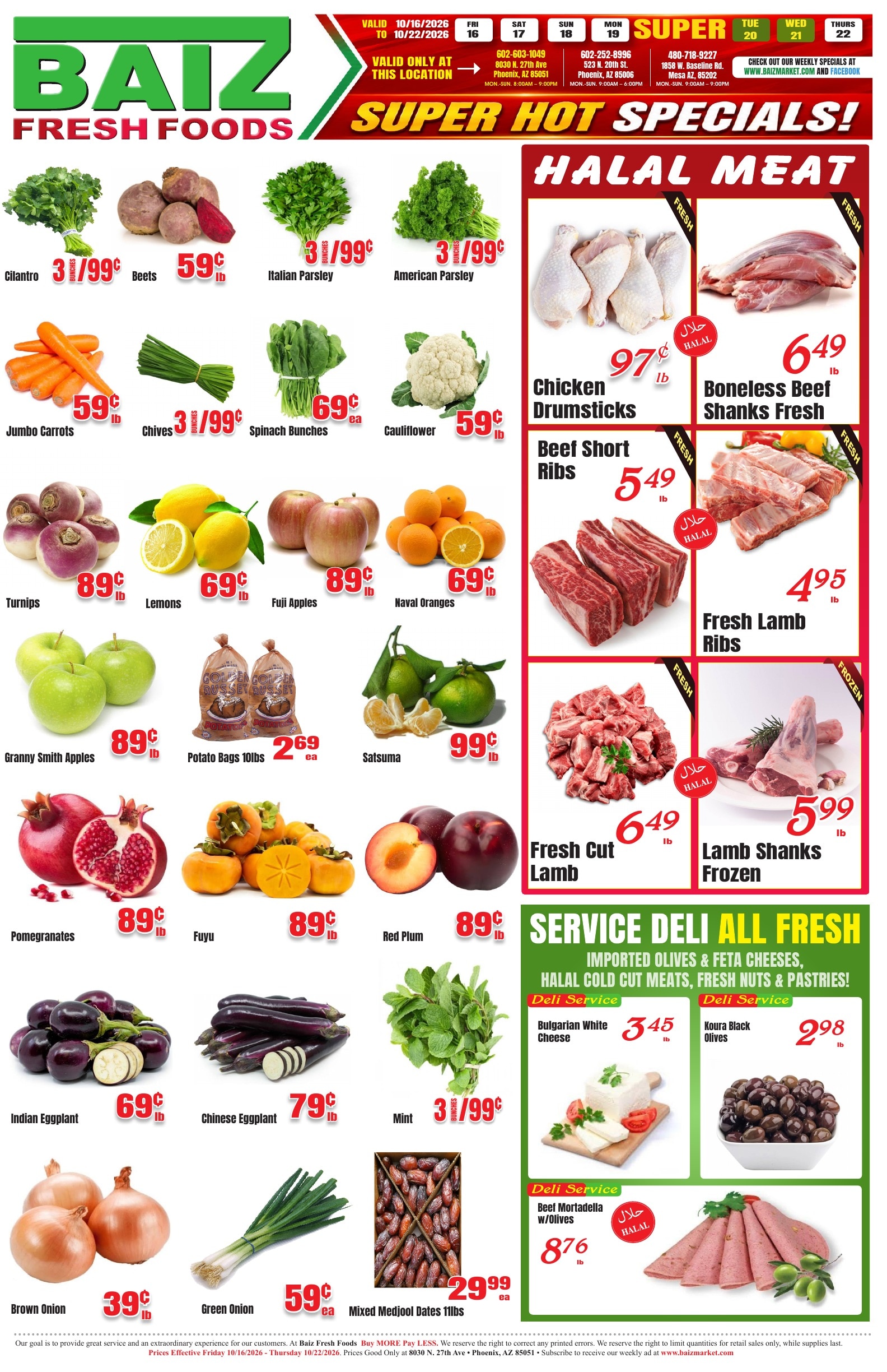 Baiz Market (8030 North 27th Avenue, Phoenix, AZ) Weekly Ad October 16 - 22, 2026