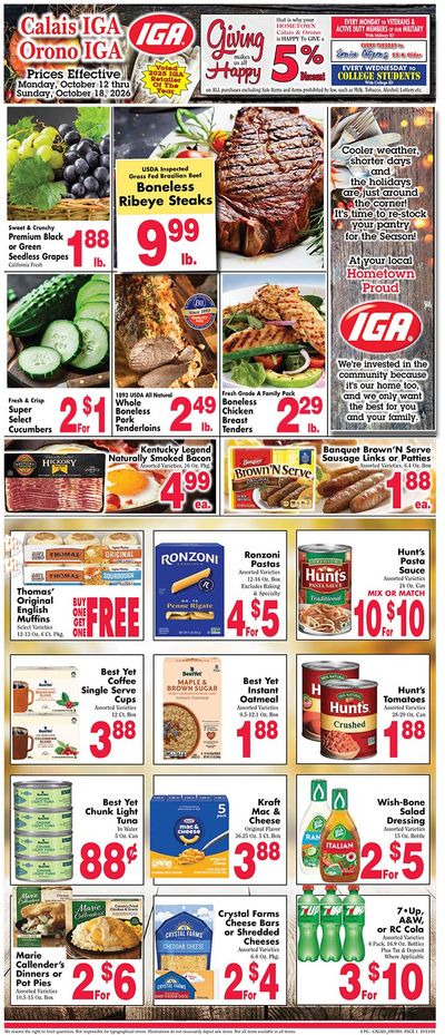 Orono IGA Weekly Ad October 17 - 23, 2026