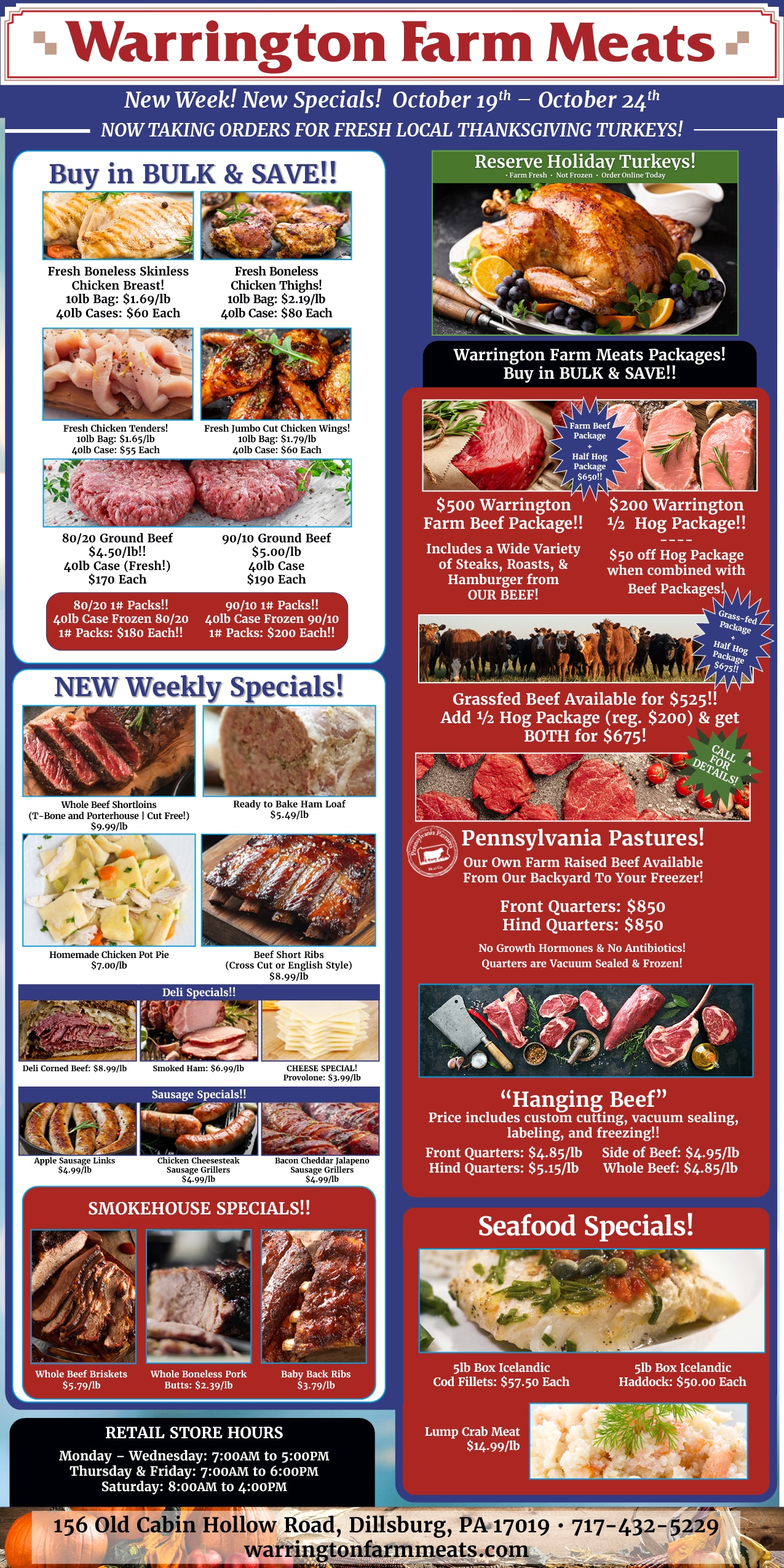 Warrington Farm Meats Weekly Specials Weekly Ad October 19 - 24, 2026
