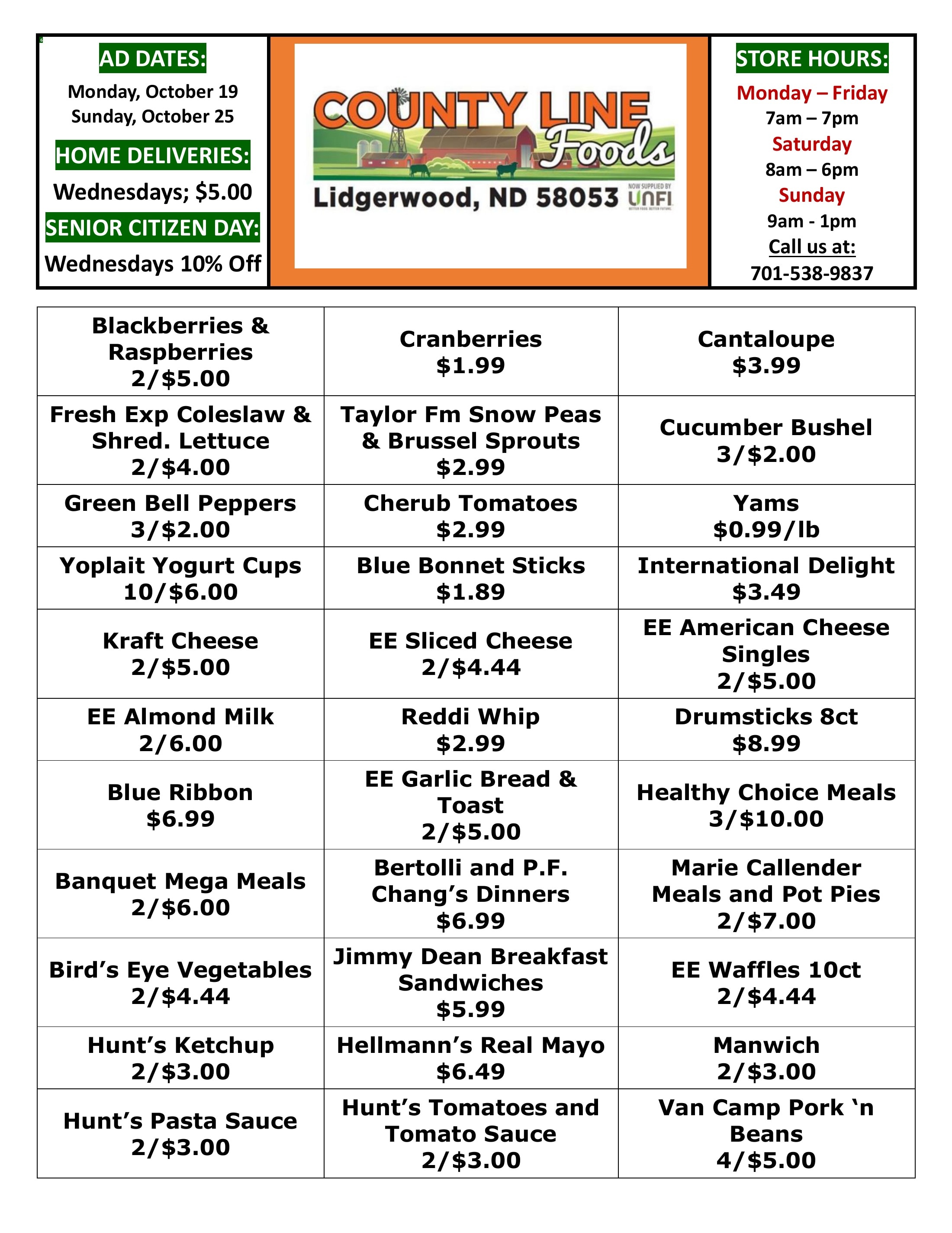 County Line Foods Weekly Ad October 19 - 25, 2026