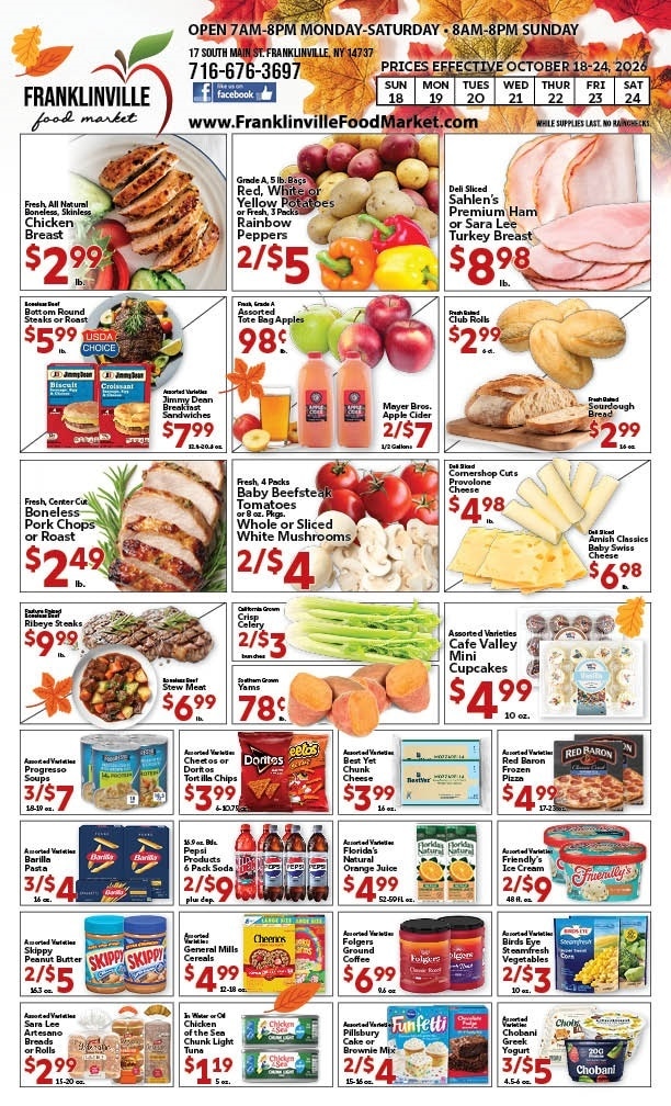 Franklinville Food Market Weekly Ad October 18 - 24, 2026