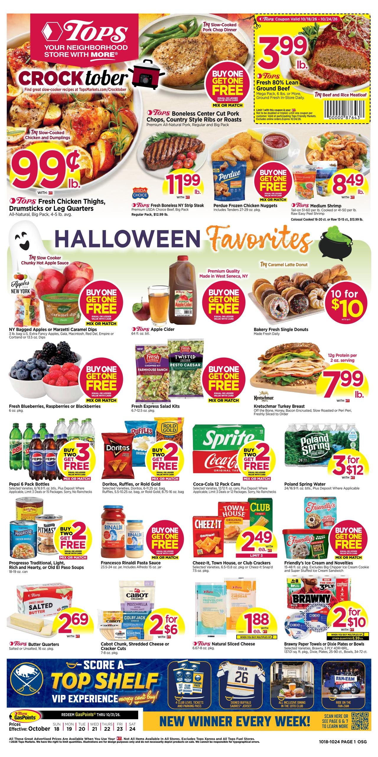 Tops Friendly Markets Weekly Ad October 18 - 24, 2026