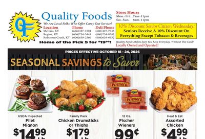 Quality Foods - Buskirk Seasonal Savings To Savor! Weekly Ad October 18 - 24, 2026