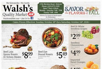 Walsh's Quality Market IGA Weekly Ad October 18 - 24, 2026