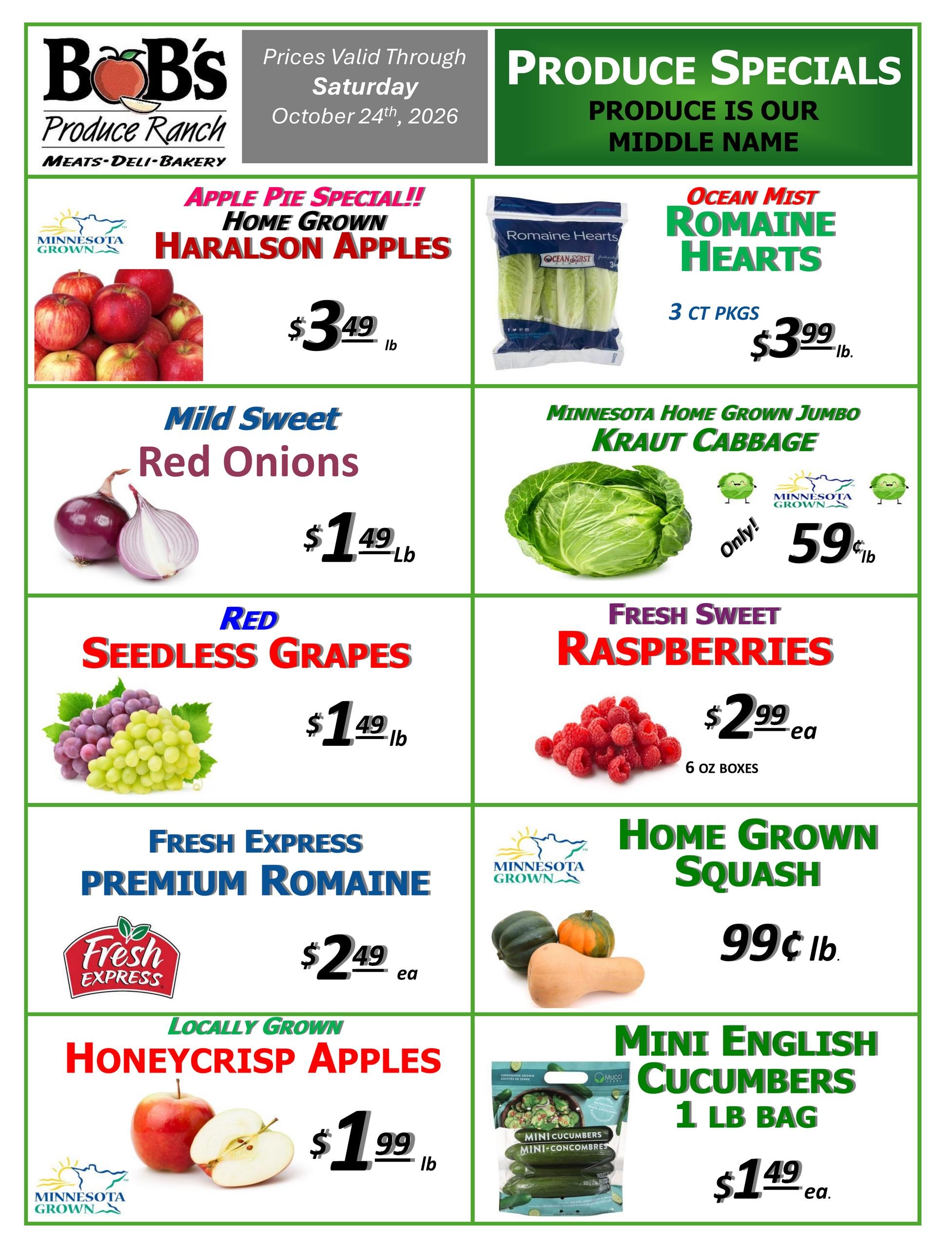 BoB's Produce Ranch Weekly Ad October 18 - 24, 2026
