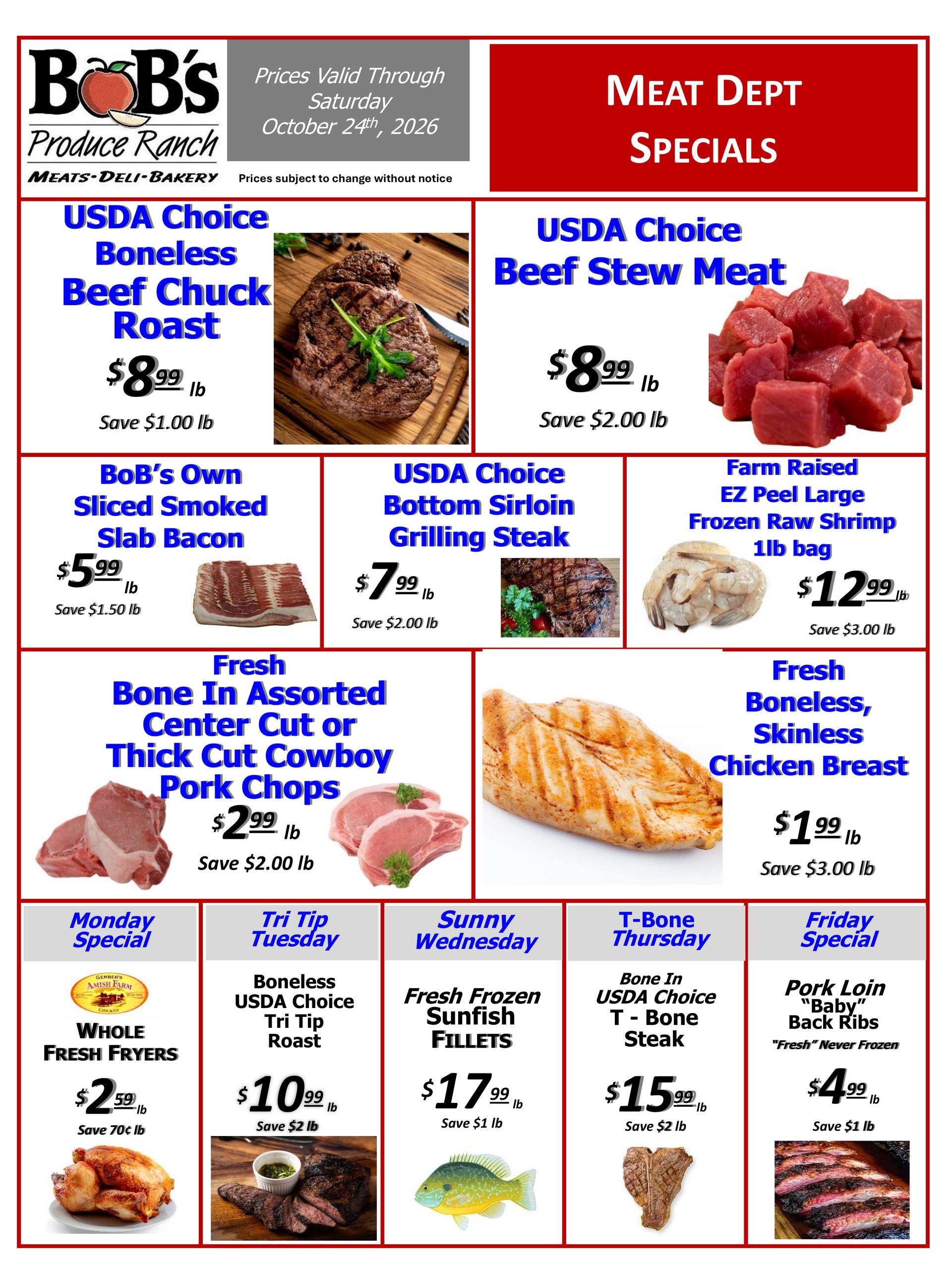 BoB's Produce Ranch Weekly Ad October 18 - 24, 2026