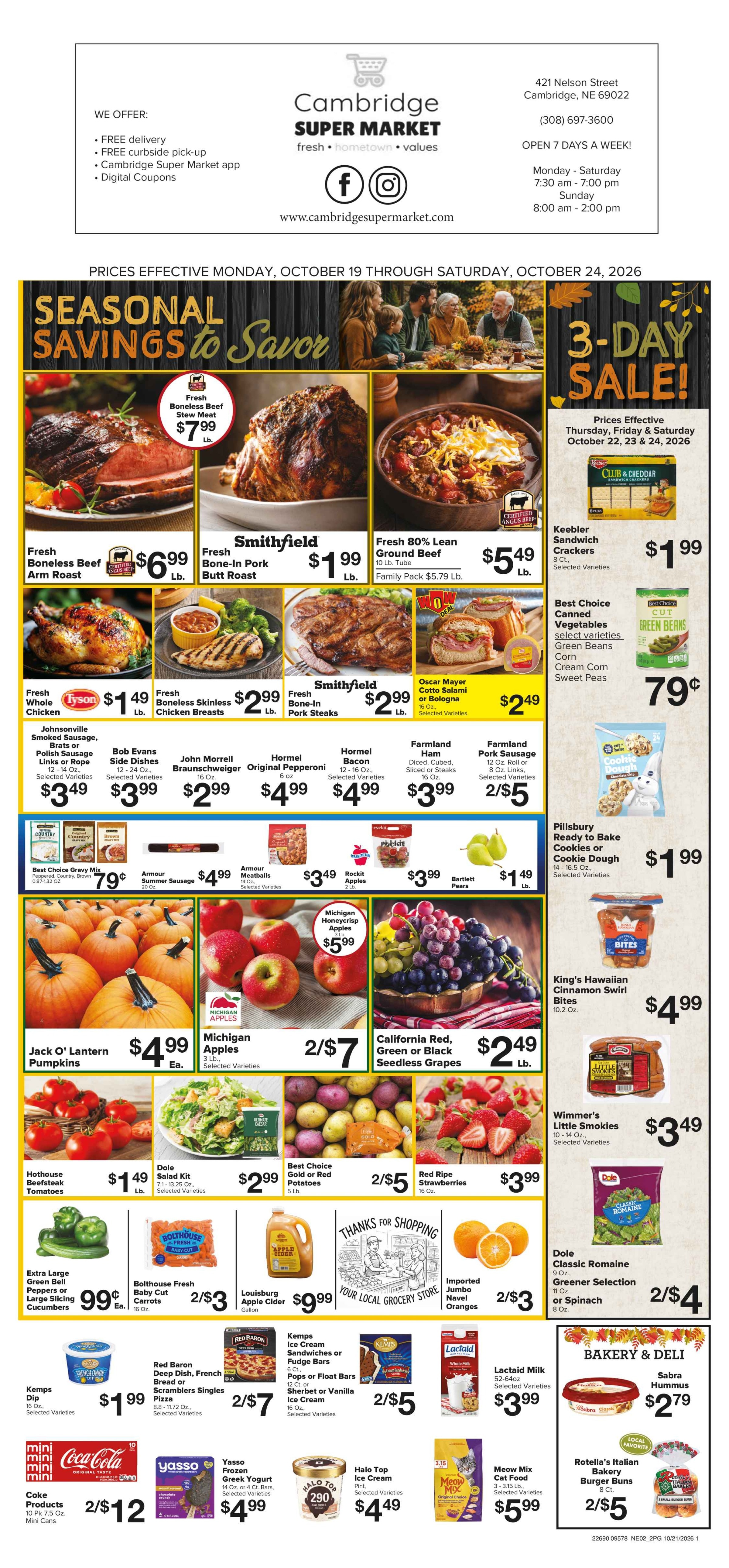 Cambridge Super Market Great Deals This Week! Weekly Ad October 19 - 24, 2026
