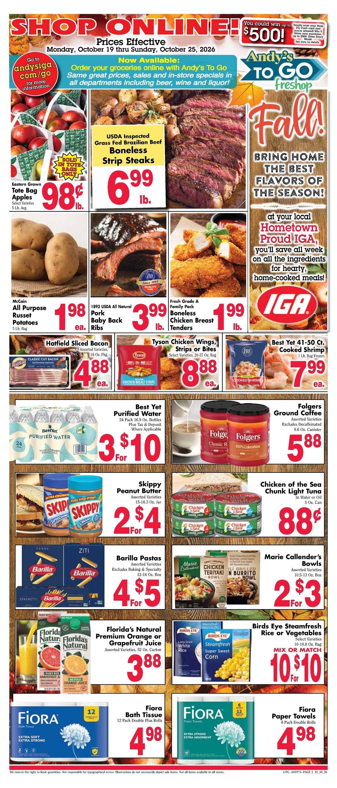 Andy's IGA Foodliner (Houlton Area, ME) Weekly Ad October 19 - 25, 2026
