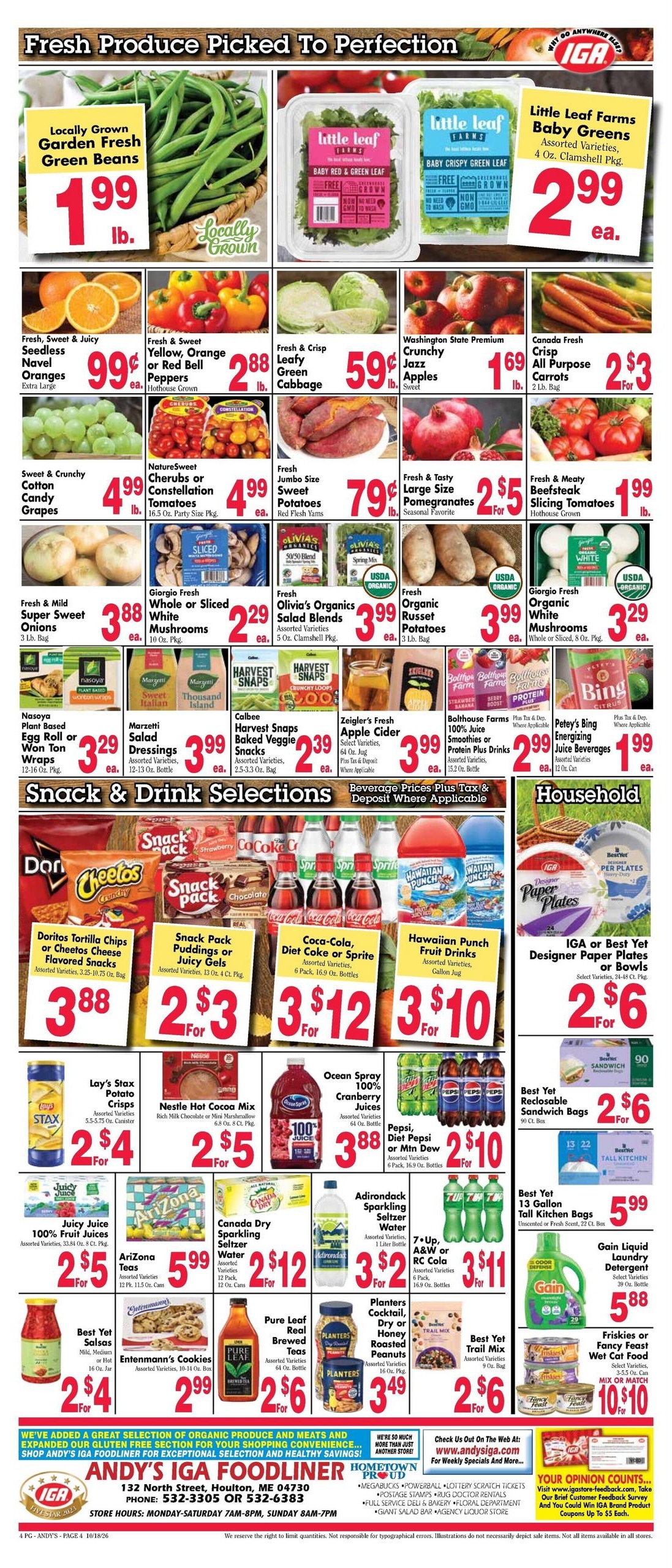 Andy's IGA Foodliner (Houlton Area, ME) Weekly Ad October 19 - 25, 2026