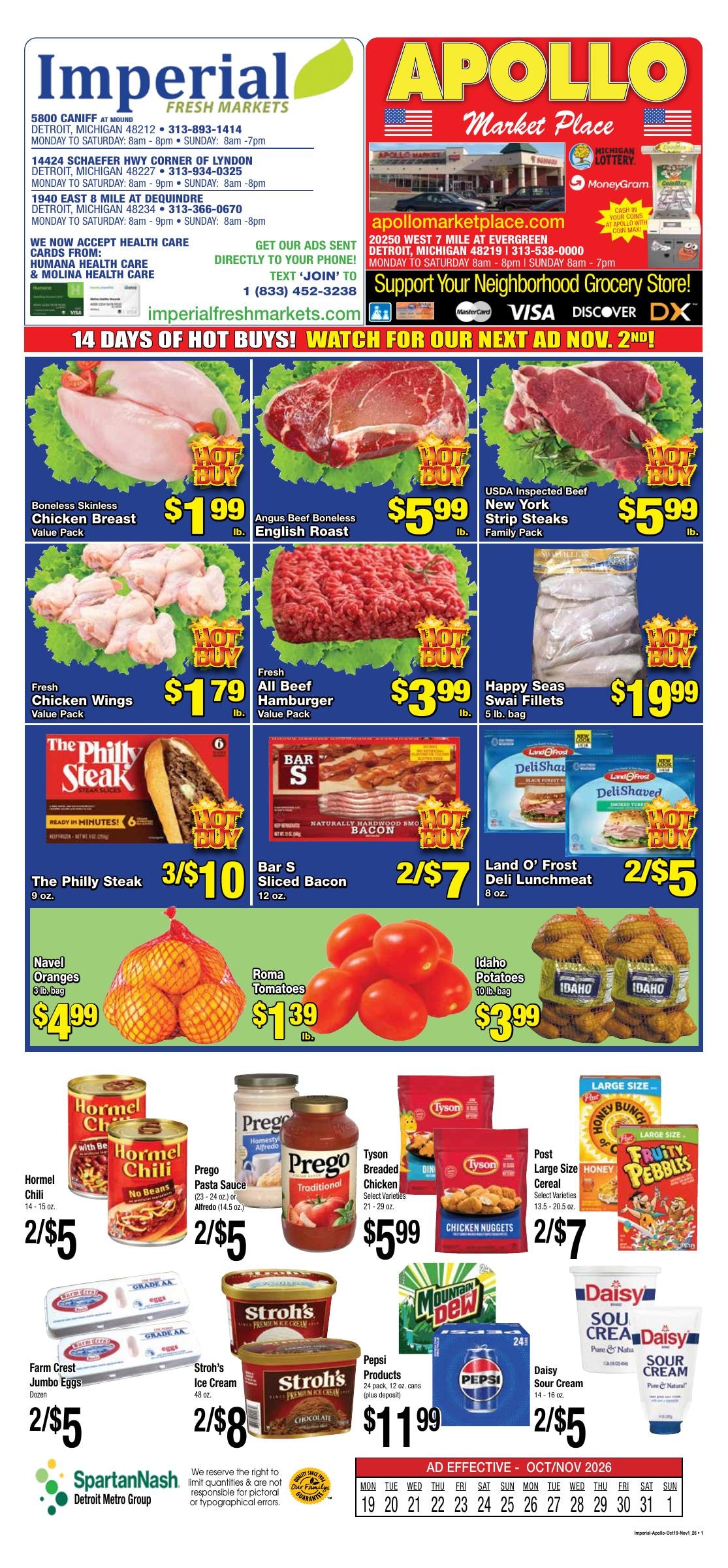 Apollo Market Place (20250 West Seven Mile Road, Detroit, MI) Weekly Ad October 19 - November 1, 2026