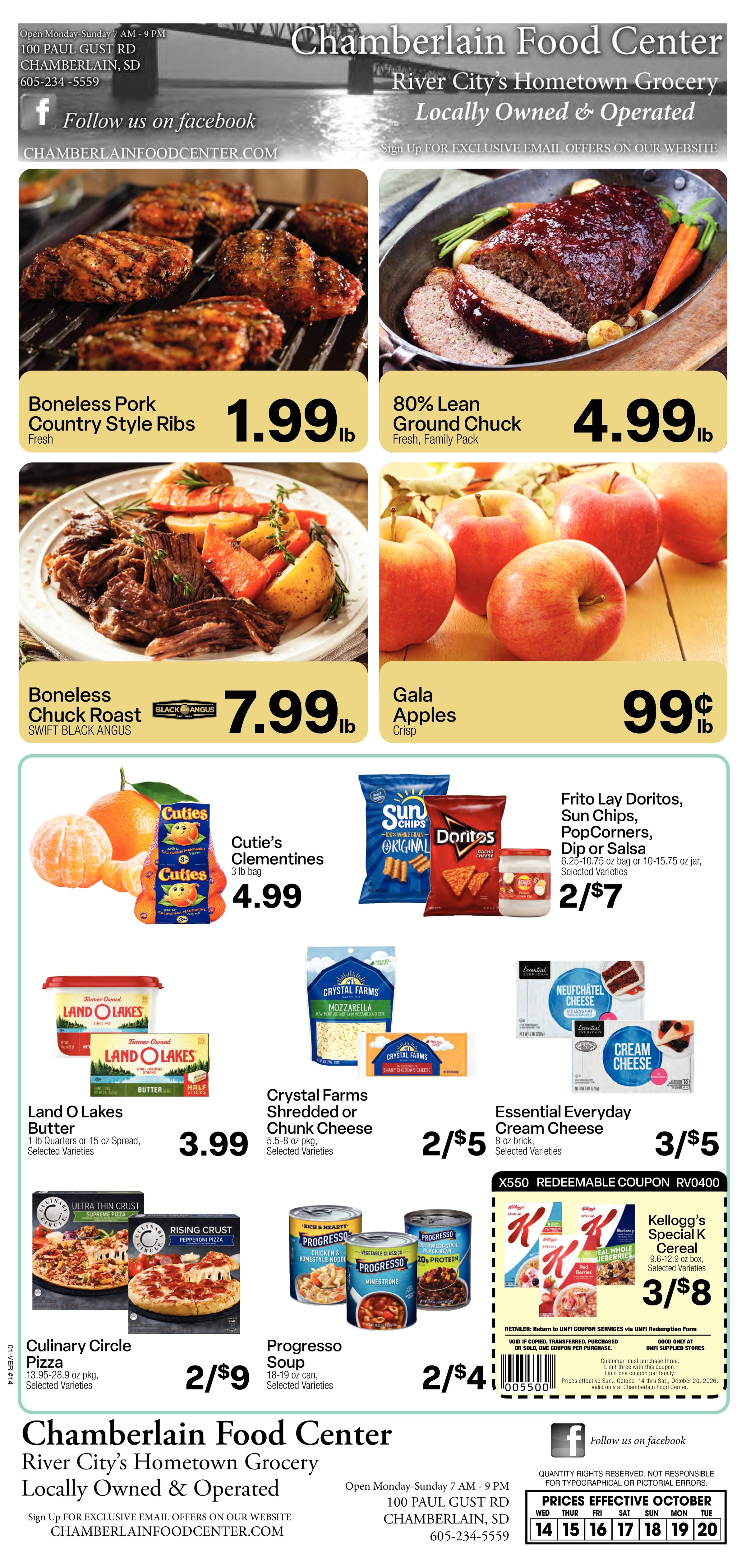 Chamberlain Food Center Weekly Ad October 14 - 20, 2026