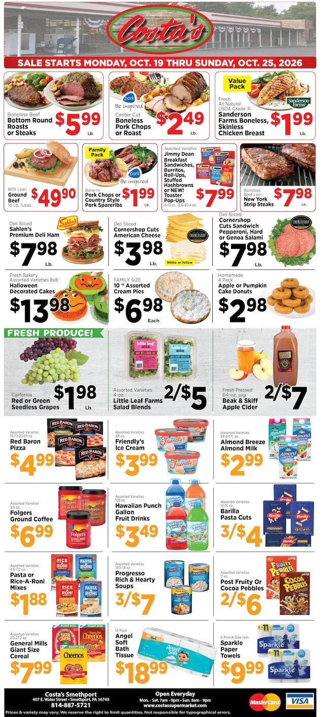 Costa's Supermarket Weekly Ad October 19 - 25, 2026