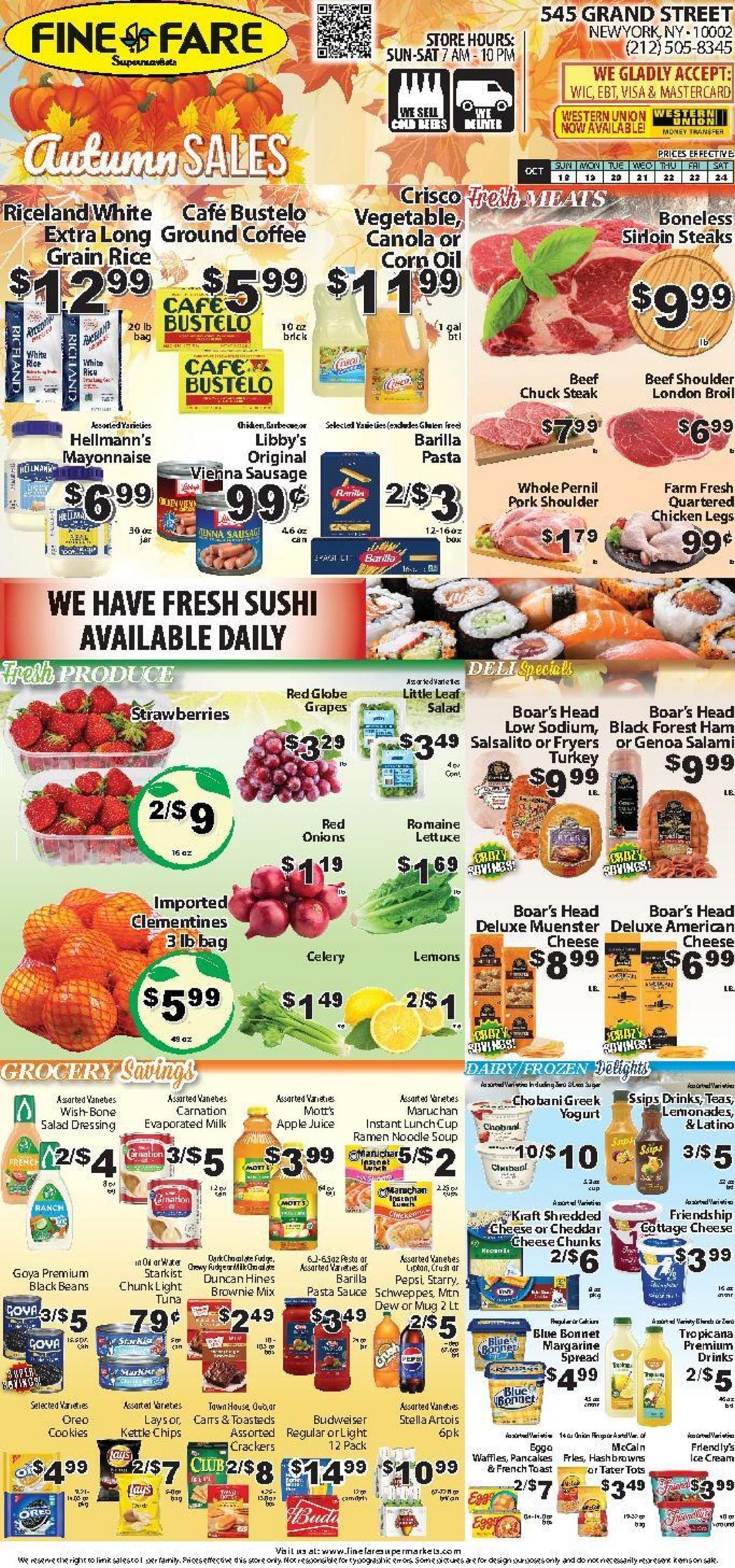 Fine Fare Supermarkets (Jersey City Area, NJ) Weekly Ad October 18 - 24, 2026