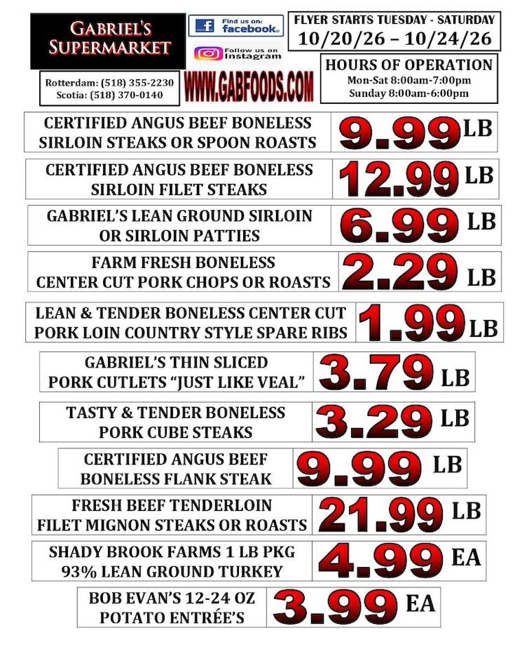 Gabriel's Supermarkets Weekly Ad October 18 - 24, 2026