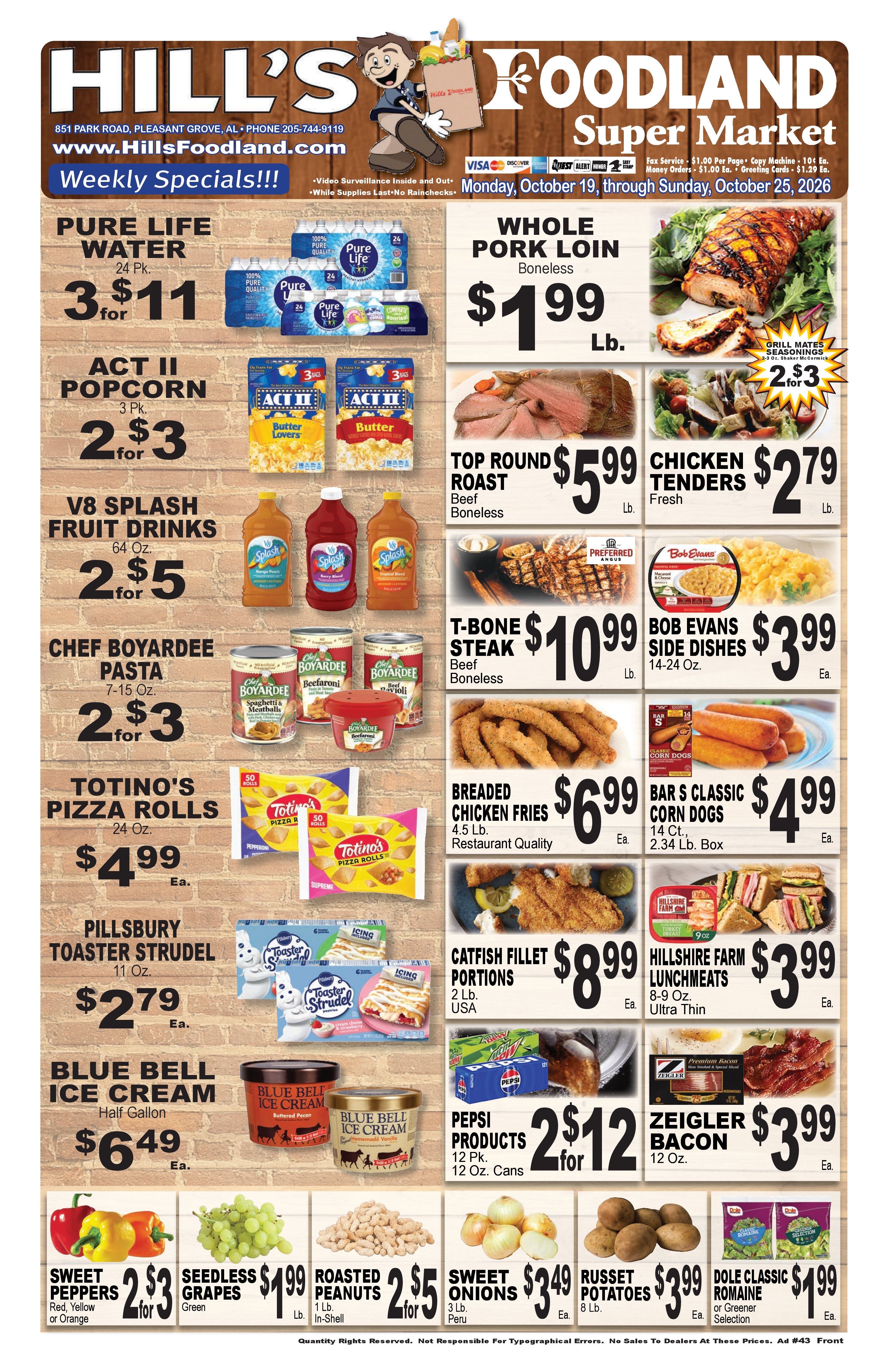 Hill's Foodland (851 Park Road, Pleasant Grove, AL) Weekly Ad October 19 - 25, 2026