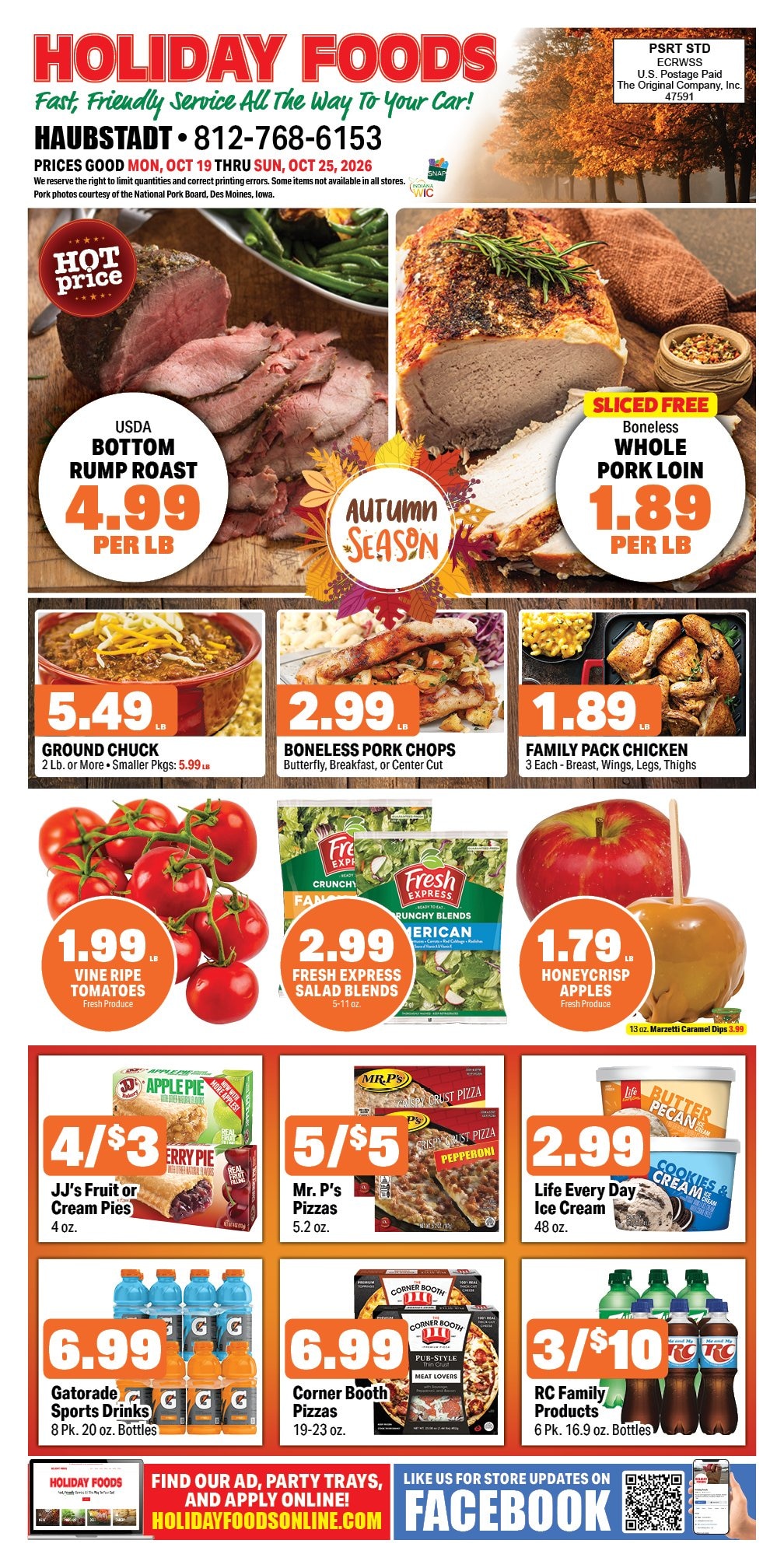 Holiday Foods (760 Hwy 68 East, Haubstadt, IN) Haubstadt Weekly Ad October 21 - 27, 2026