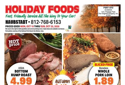 Holiday Foods (760 Hwy 68 East, Haubstadt, IN) Haubstadt Weekly Ad October 21 - 27, 2026