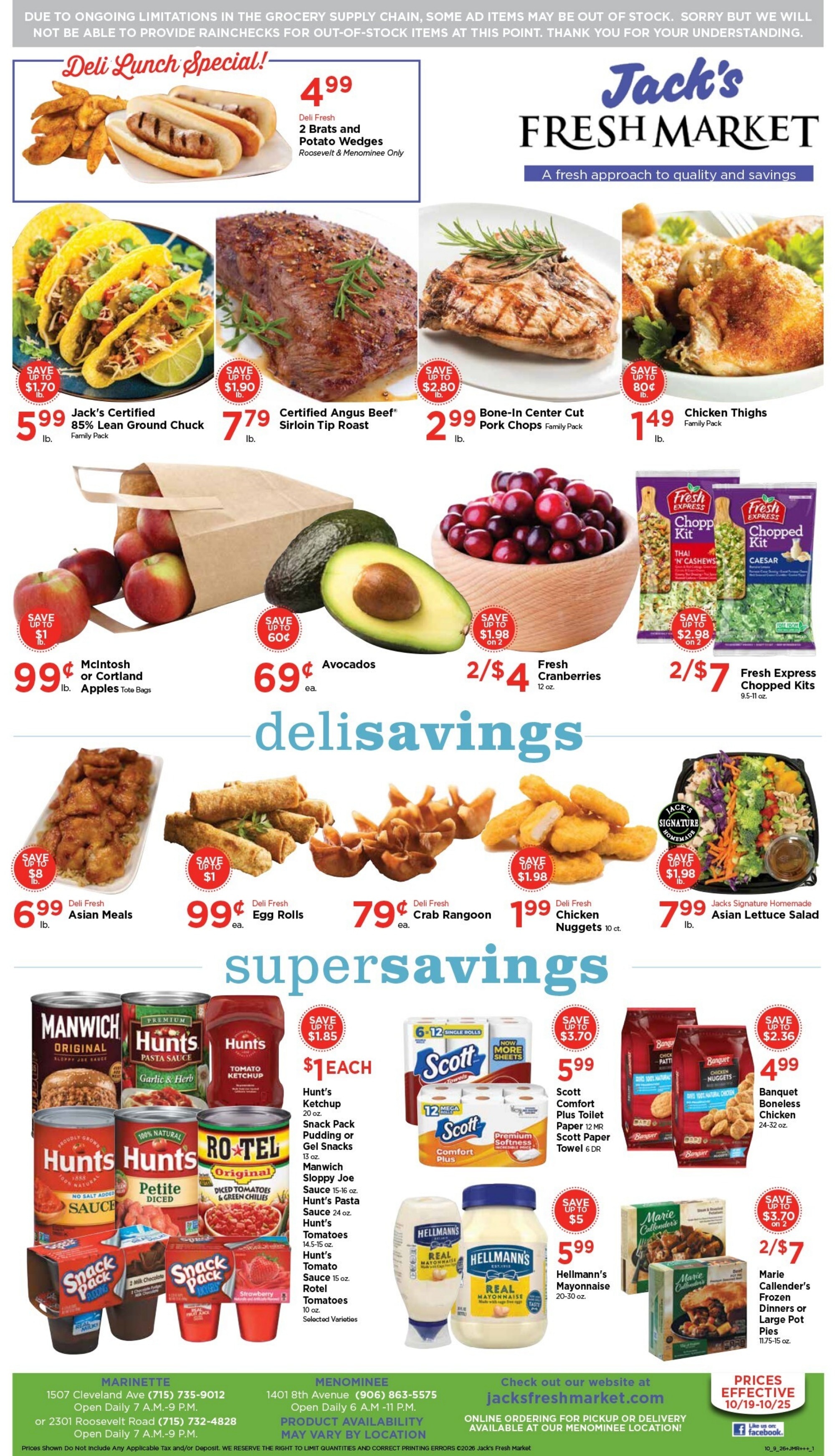 Jack's Fresh Market Weekly Ad October 19 - 25, 2026