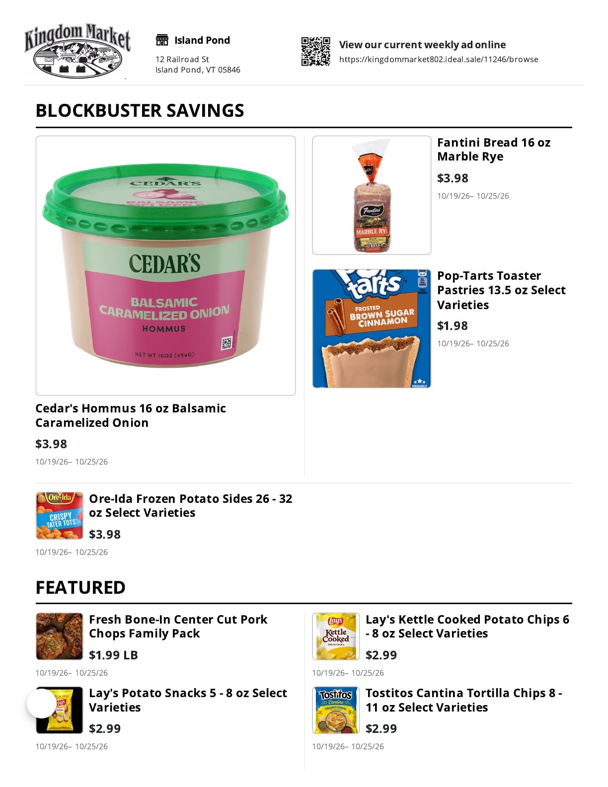 Kingdom Market Weekly Ad October 19 - 25, 2026
