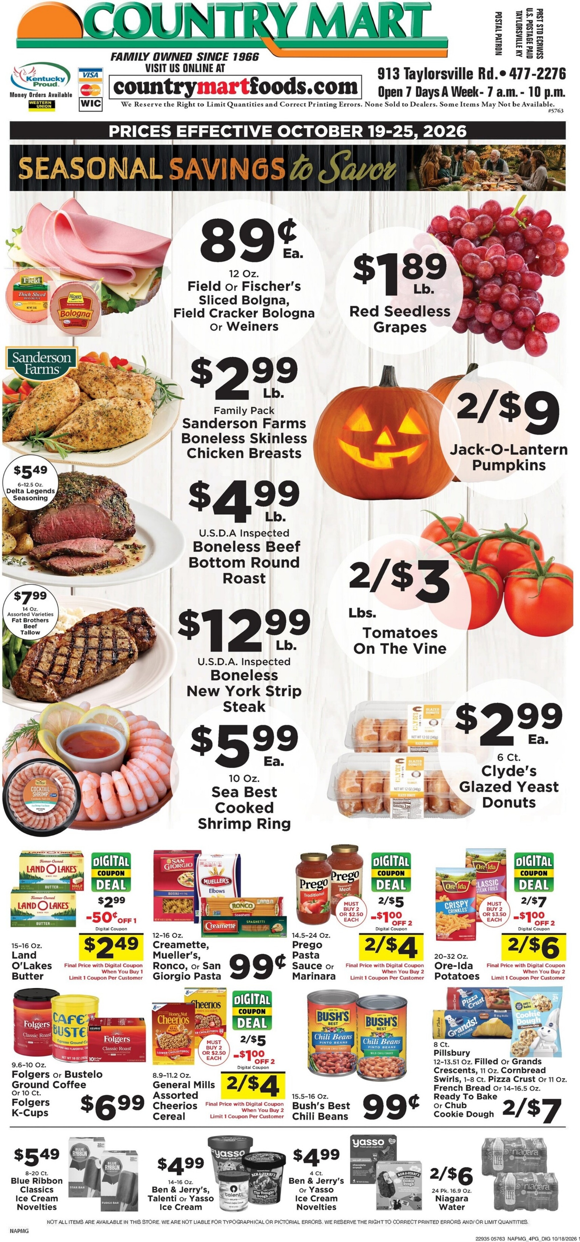 Taylorsville Country Mart Weekly Ad October 19 - 25, 2026