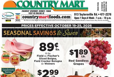 Taylorsville Country Mart Weekly Ad October 19 - 25, 2026