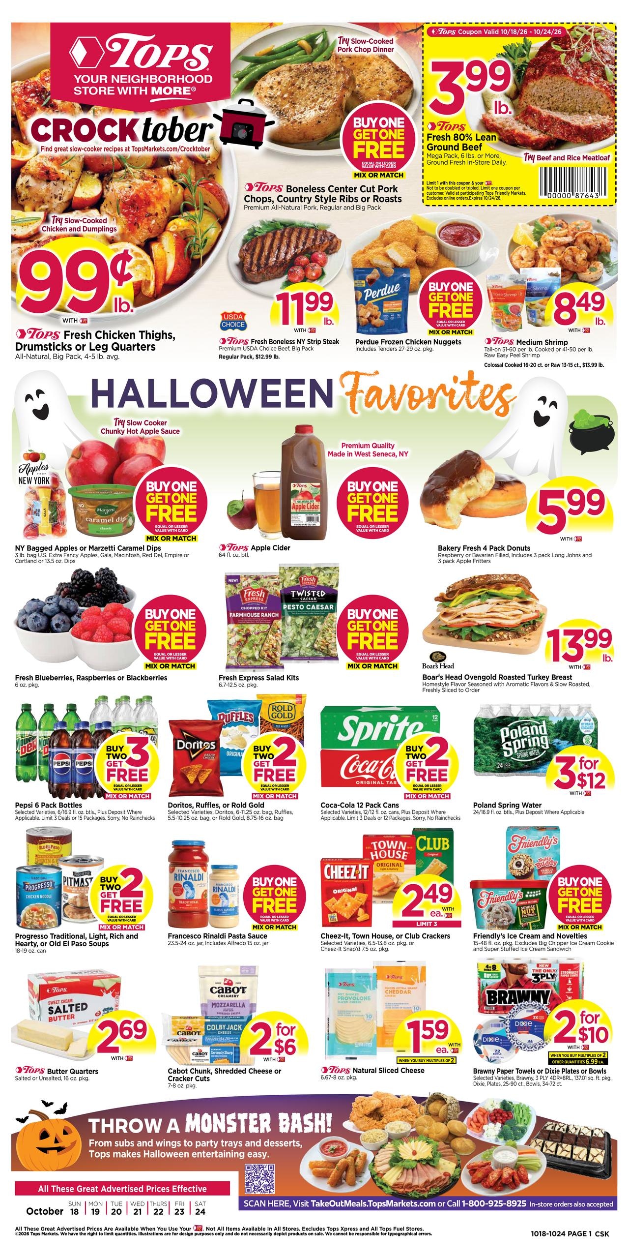 Tops Friendly Markets (Williamstown Area, MA) Weekly Ad October 18 - 24, 2026