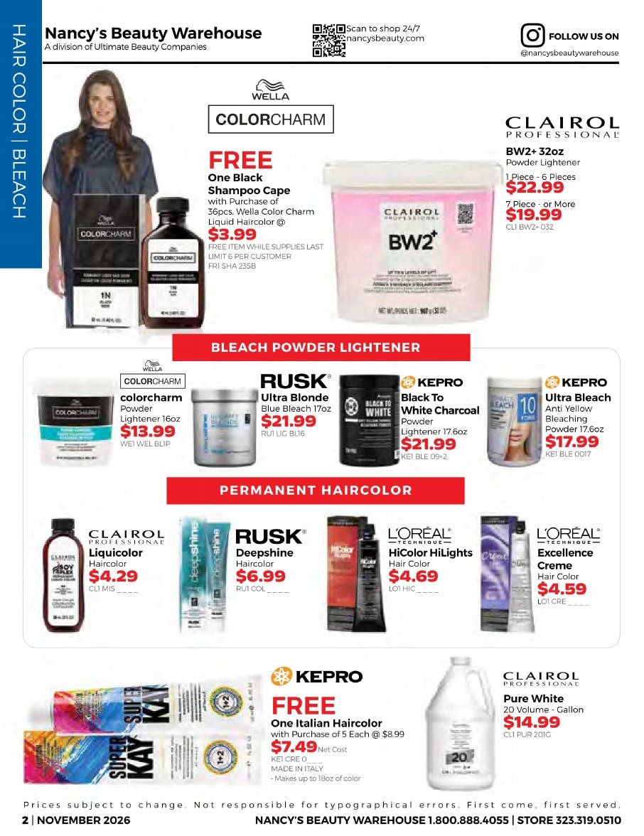 Nancy's Beauty Warehouse Monthly Catalog Weekly Ad November 1 - 30, 2026
