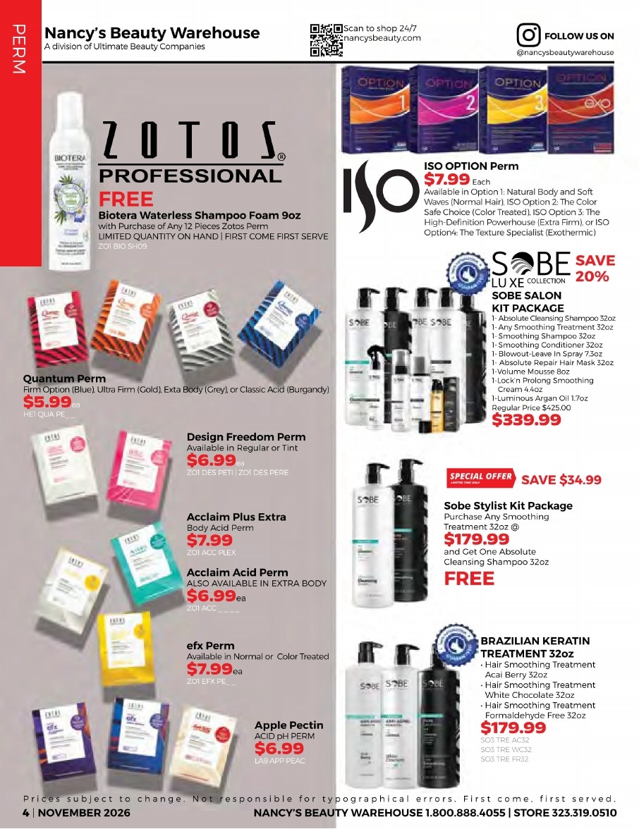 Nancy's Beauty Warehouse Monthly Catalog Weekly Ad November 1 - 30, 2026