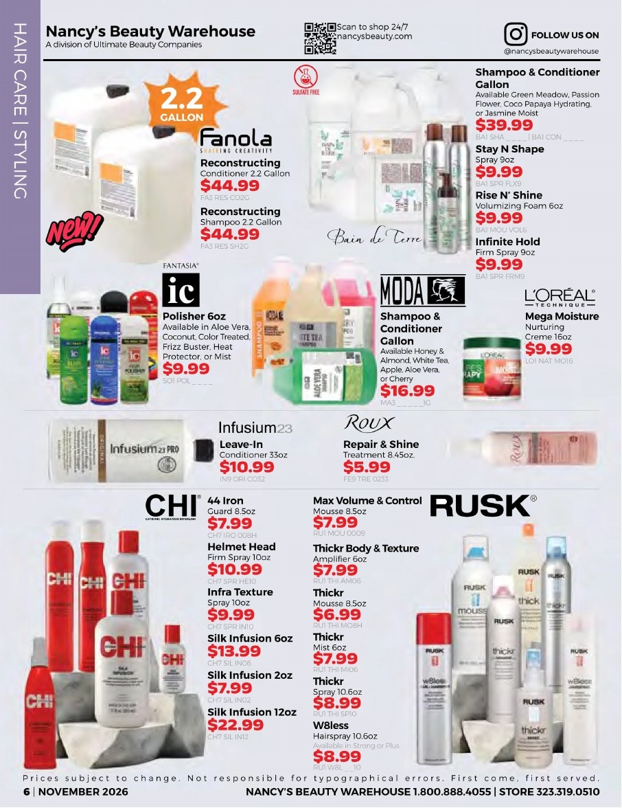 Nancy's Beauty Warehouse Monthly Catalog Weekly Ad November 1 - 30, 2026