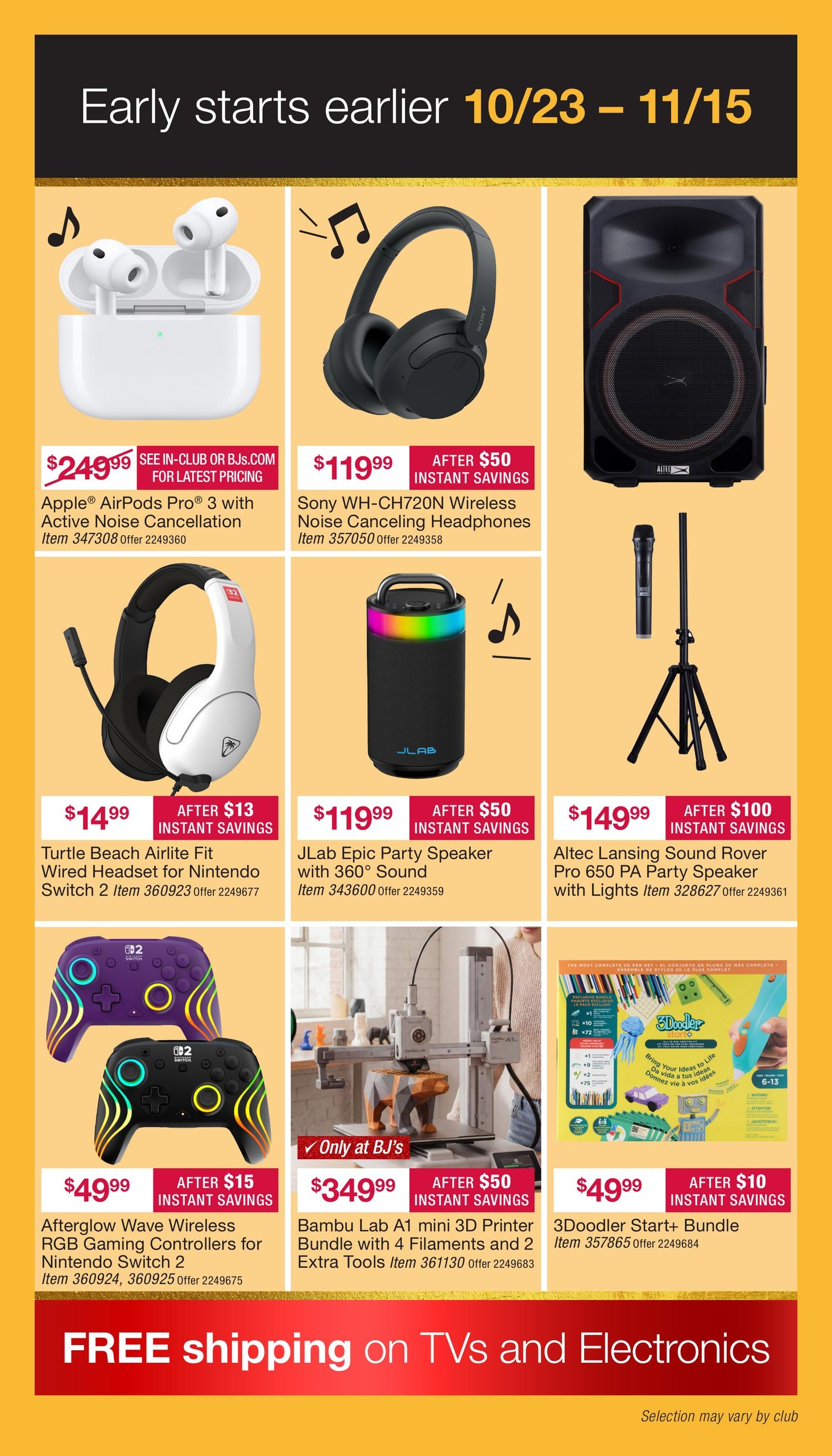 BJ's Wholesale Club Early Black Friday Weekly Ad October 23 - November 15, 2026