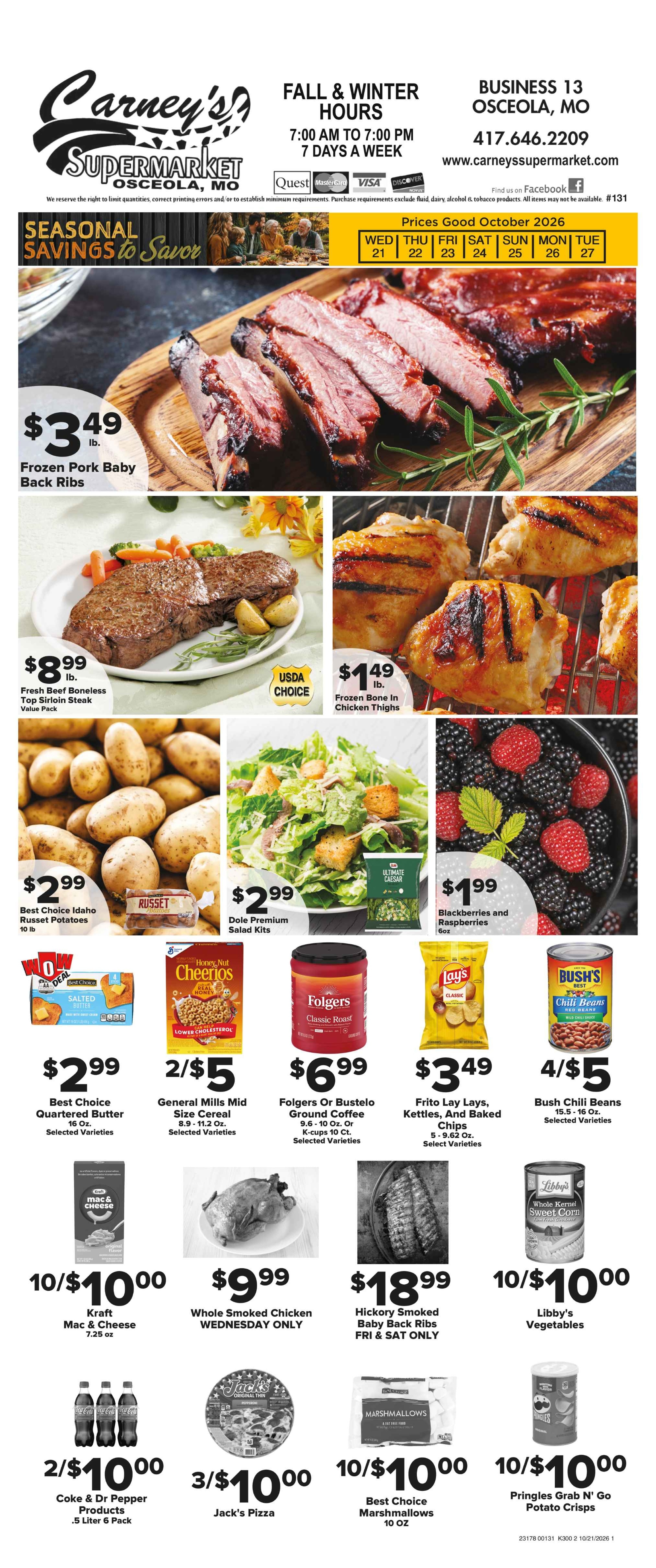 Carney's Supermarket Weekly Ad October 21 - 27, 2026