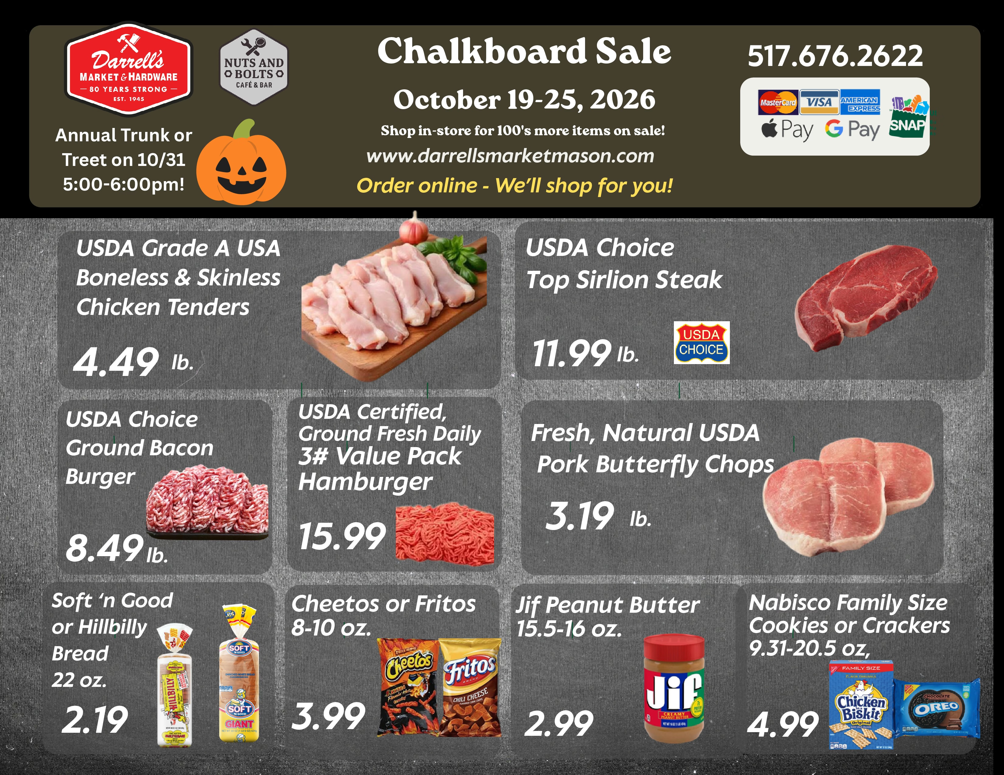 Darrell's Market and Hardware (4520 W Columbia Rd, Mason, MI) Weekly Ad October 20 - 25, 2026