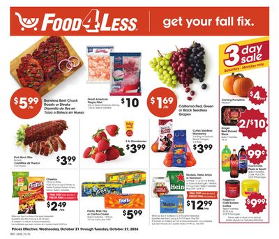Food 4 Less (Alhambra Area, CA) California Weekly Ad October 21 - 27, 2026