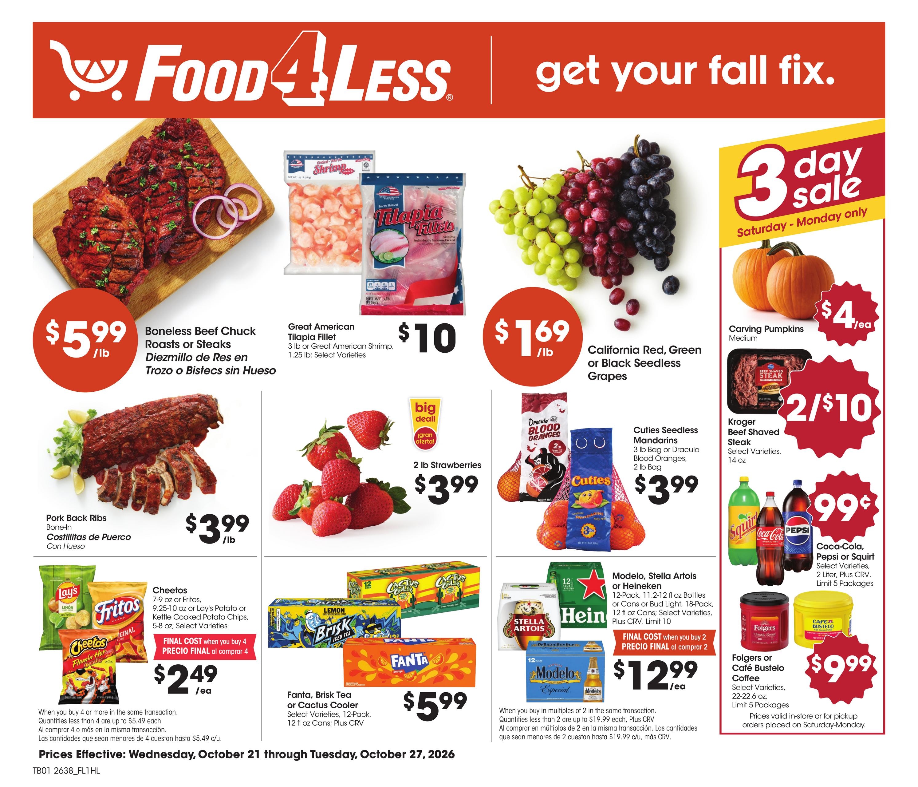 Food 4 Less (Alhambra Area, CA) California Weekly Ad October 21 - 27, 2026
