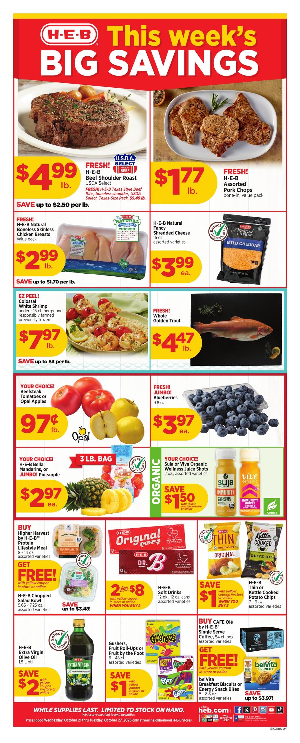 H-E-B (Abilene Area, TX) Weekly Ad October 21 - 27, 2026
