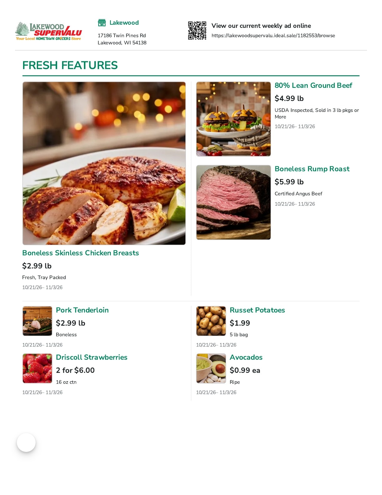 Lakewood SuperValu Weekly Ad October 21 - November 3, 2026