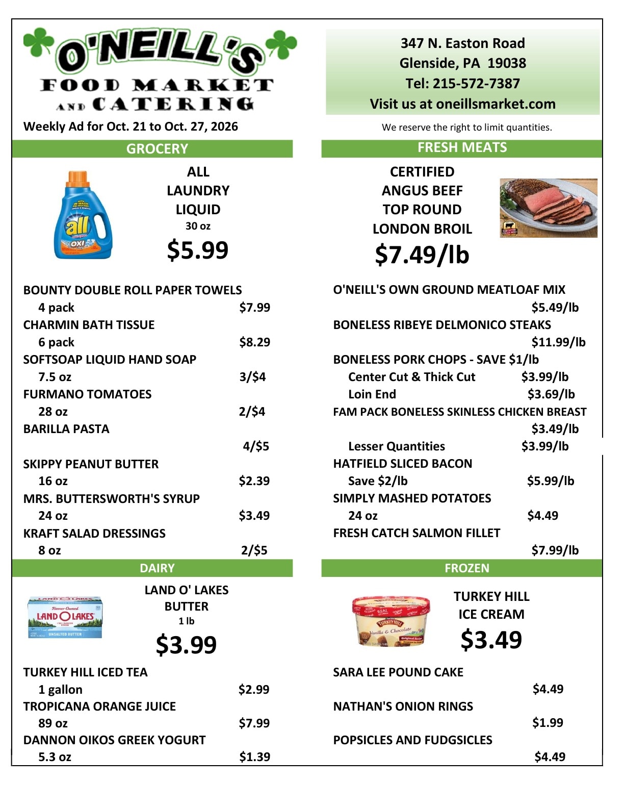 O'Neill's Market Weekly Ad October 21 - 27, 2026